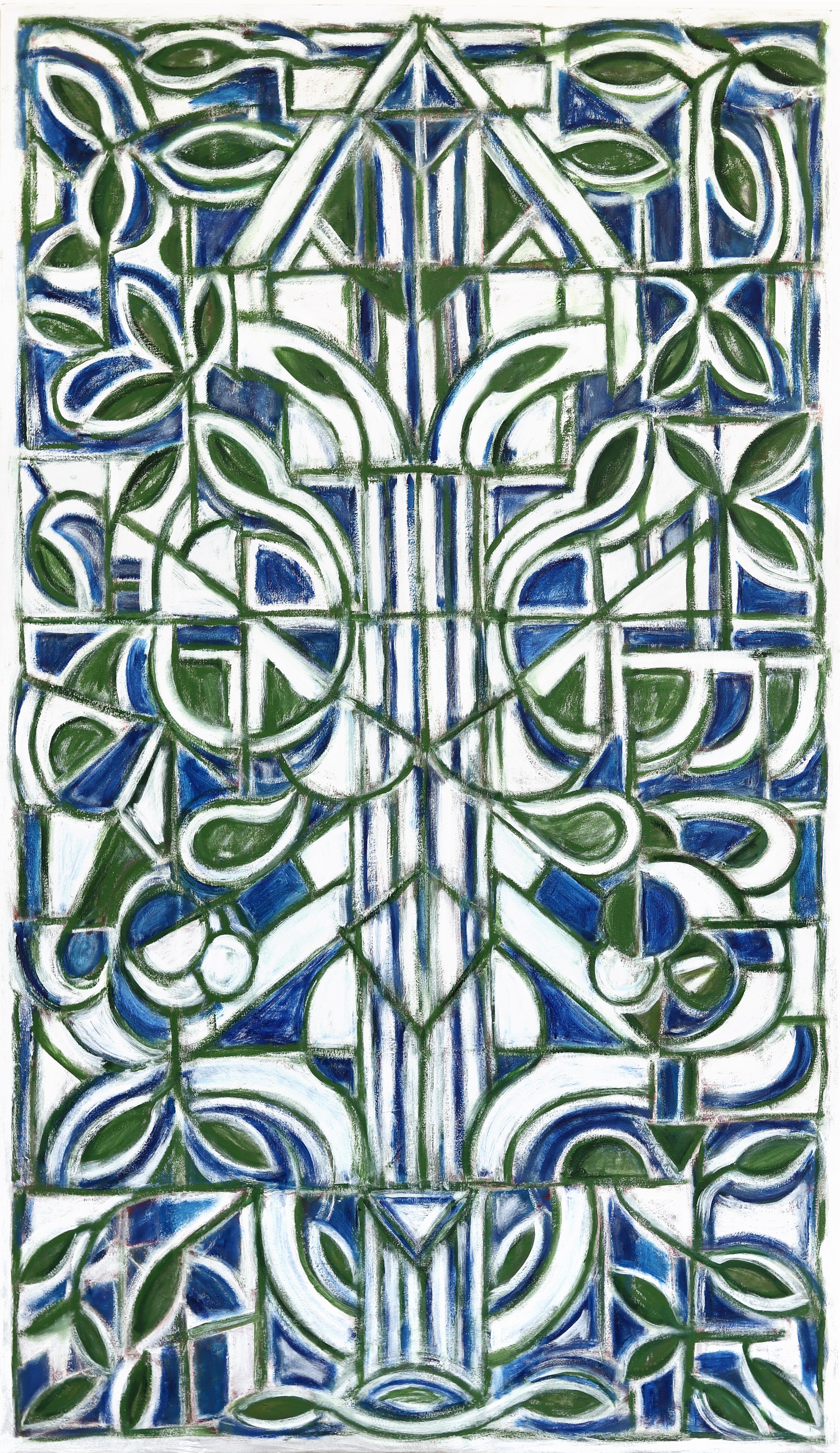 Green Cathedral II (Nature's God) - Large Modern Abstract Geometric Painting - Mixed Media Art by Harrison Gilman