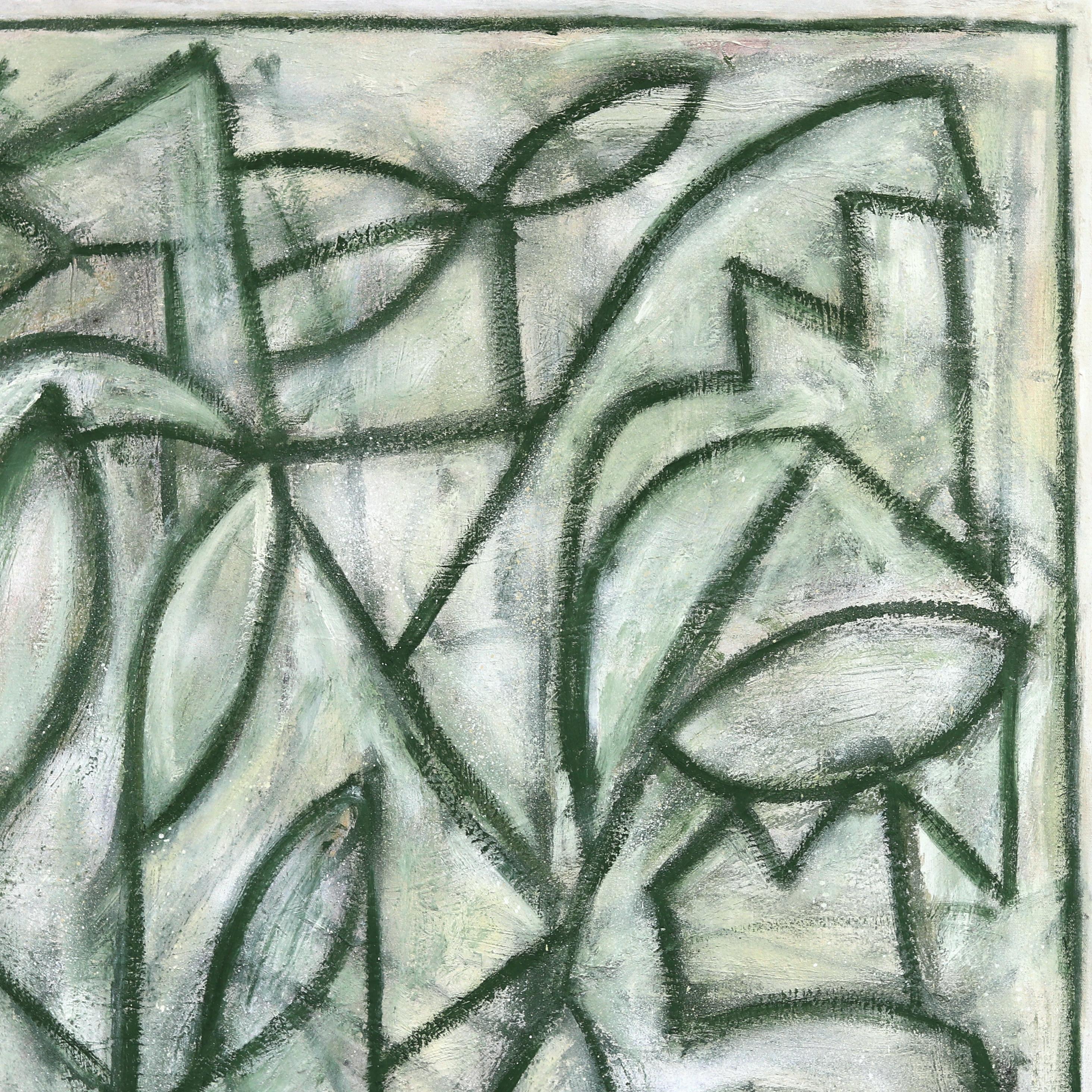 Las grandes obras de arte originales de Harrison Gilman comienzan con una capa de abstracción gestual de ritmo rápido, seguida de formas orgánicas y estructuras geométricas. Algunos de sus cuadros permanecen en la etapa abstracta puramente onírica,