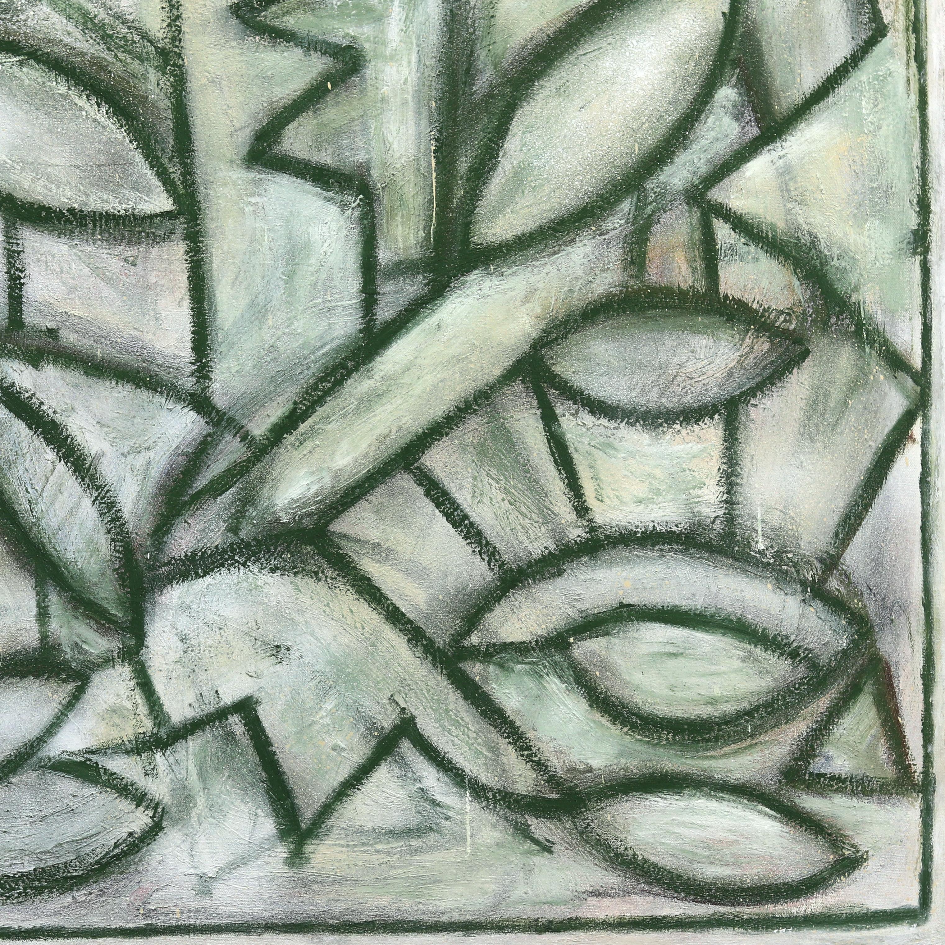 Catedral verde - Pintura abstracta contemporánea grande en venta 2