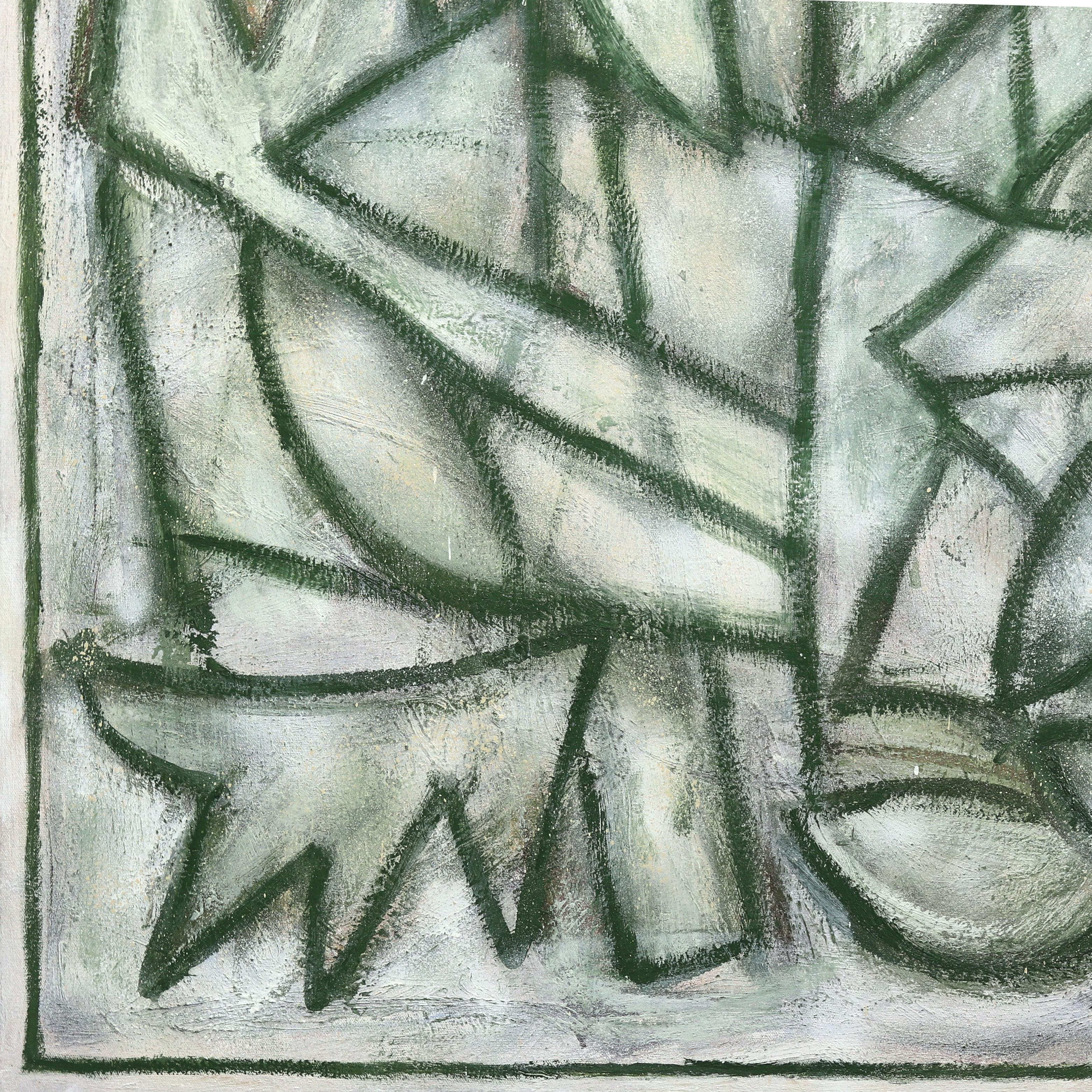 Catedral verde - Pintura abstracta contemporánea grande en venta 4