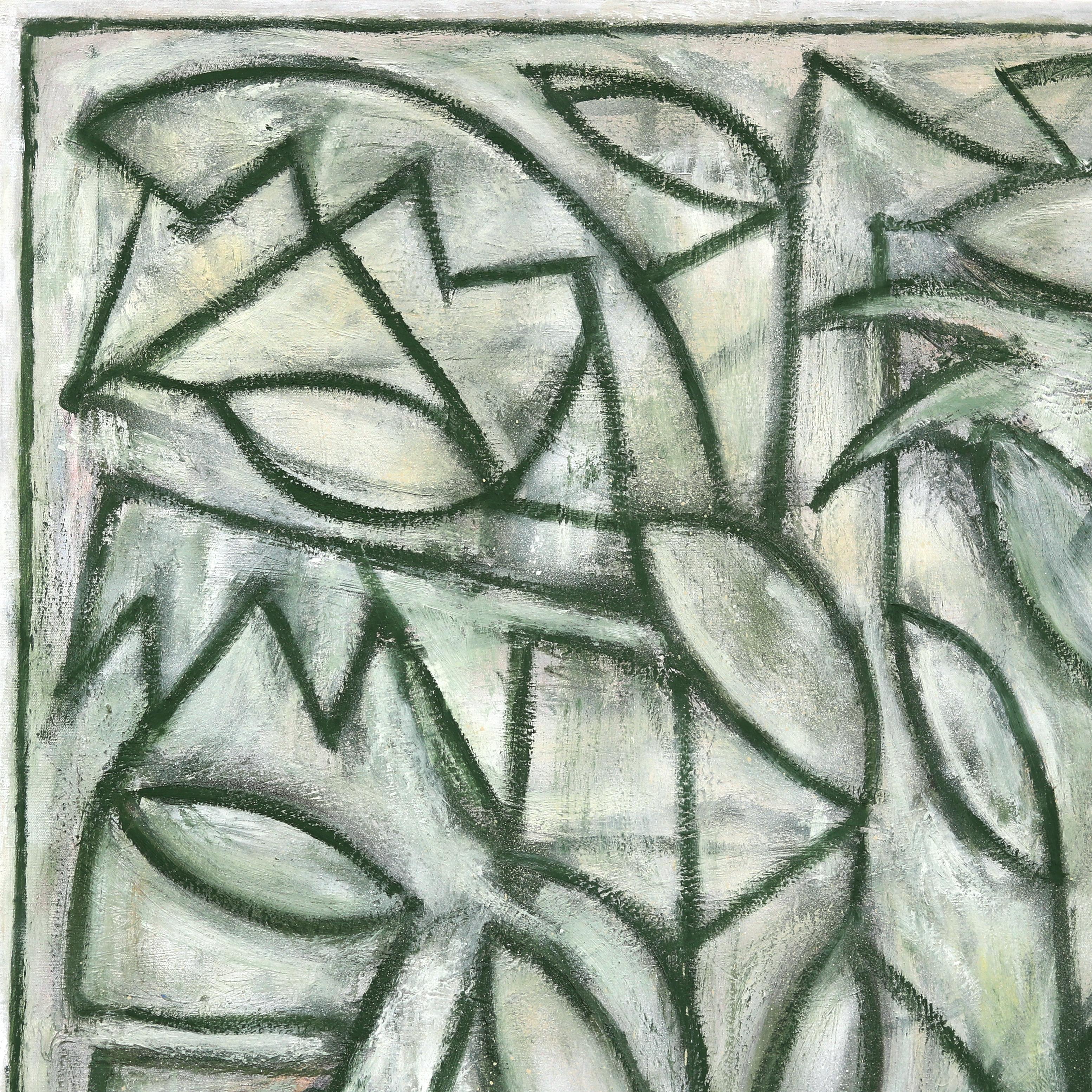 Catedral verde - Pintura abstracta contemporánea grande en venta 5