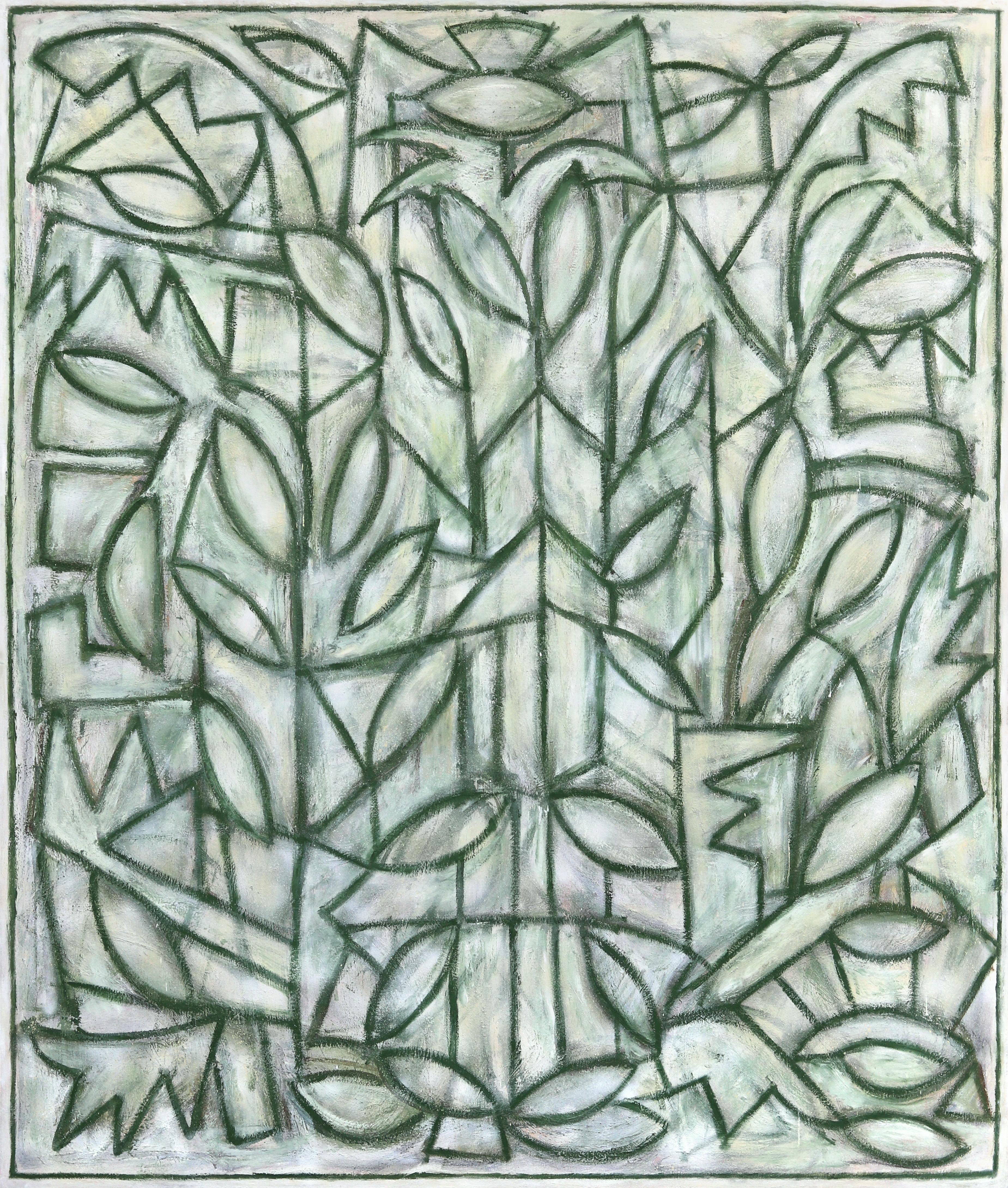 Catedral verde - Pintura abstracta contemporánea grande - Art de Harrison Gilman