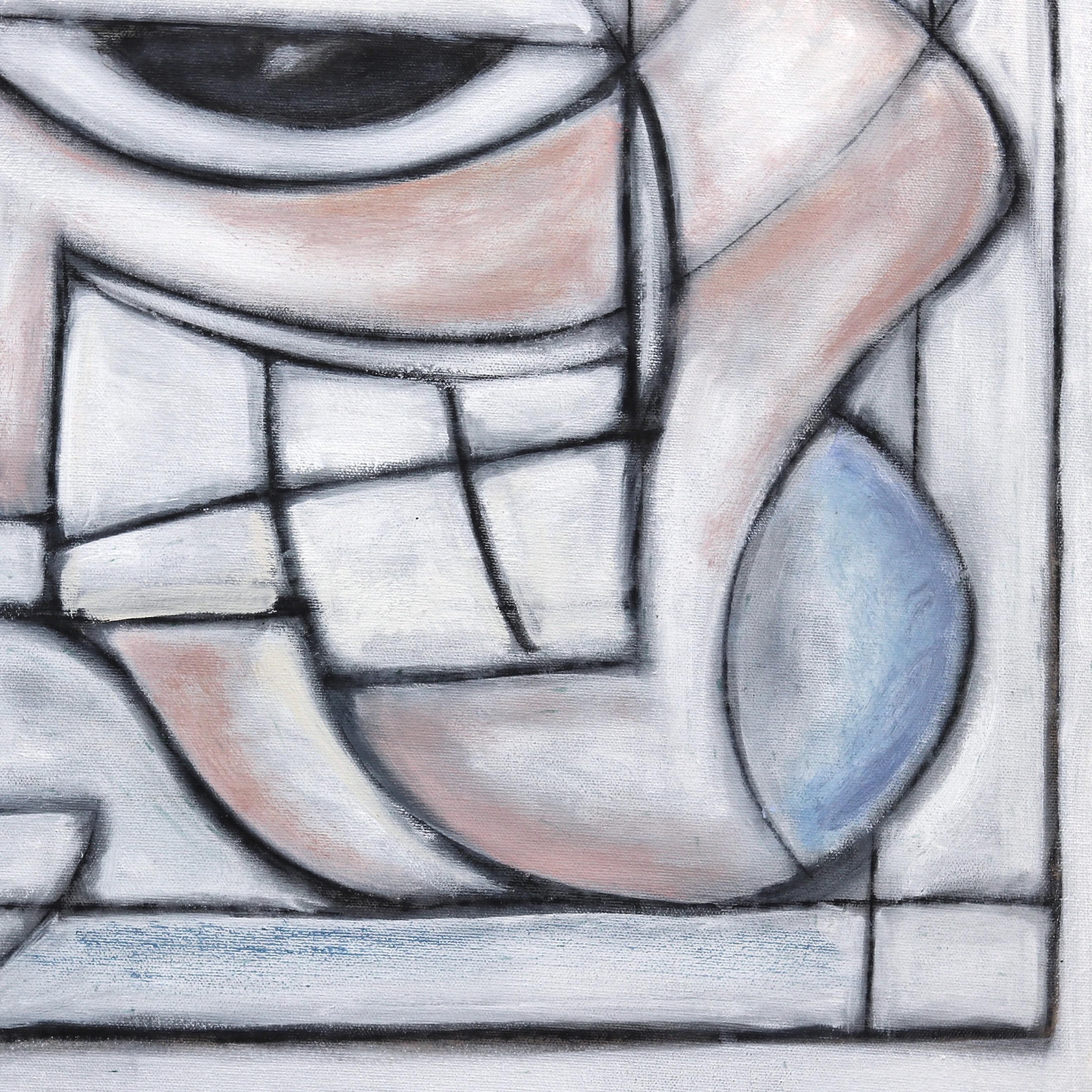 El lugar más feliz del mundo - Pintura abstracta contemporánea monocroma de gran tamaño en venta 2