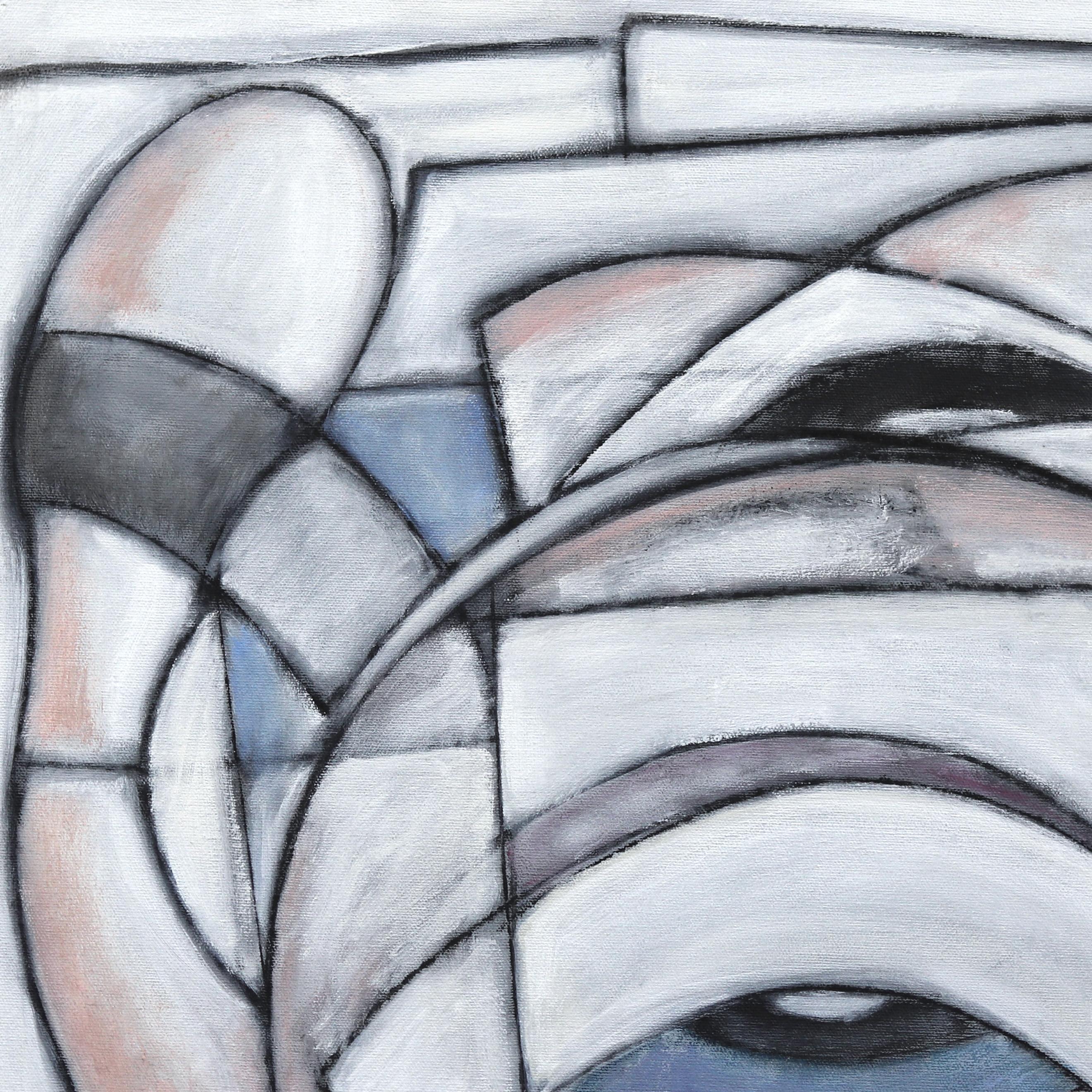 El lugar más feliz del mundo - Pintura abstracta contemporánea monocroma de gran tamaño en venta 5