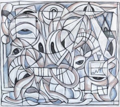 Happiest Place on Earth - Large Monochrome Contemporary Abstract Painting