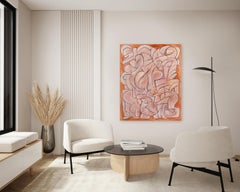 Helter Skelter - Large Contemporary Cubist Terracotta Orange Oil Painting Canvas