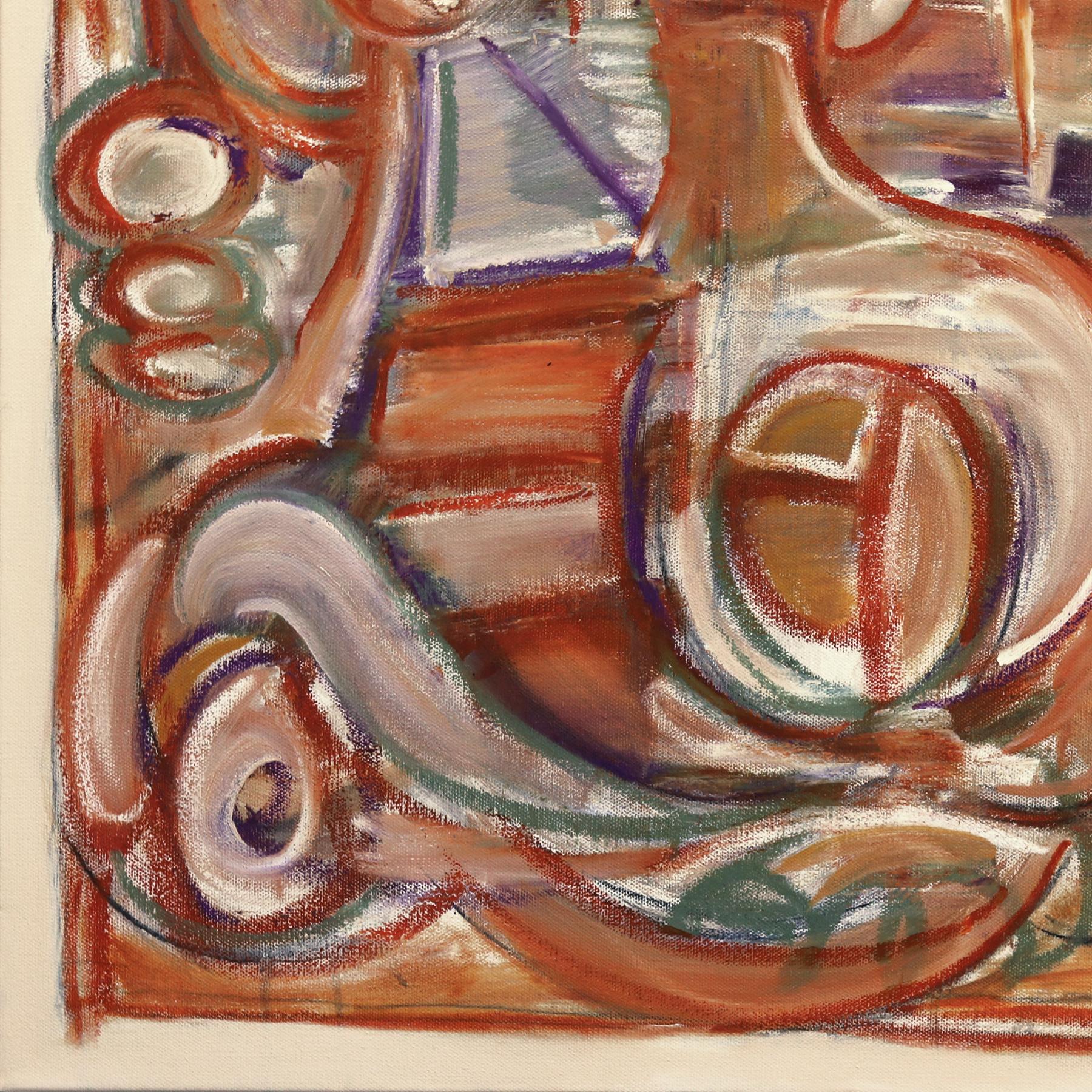 Love Modern Love - Grande peinture géométrique abstraite rouge chaud en vente 2