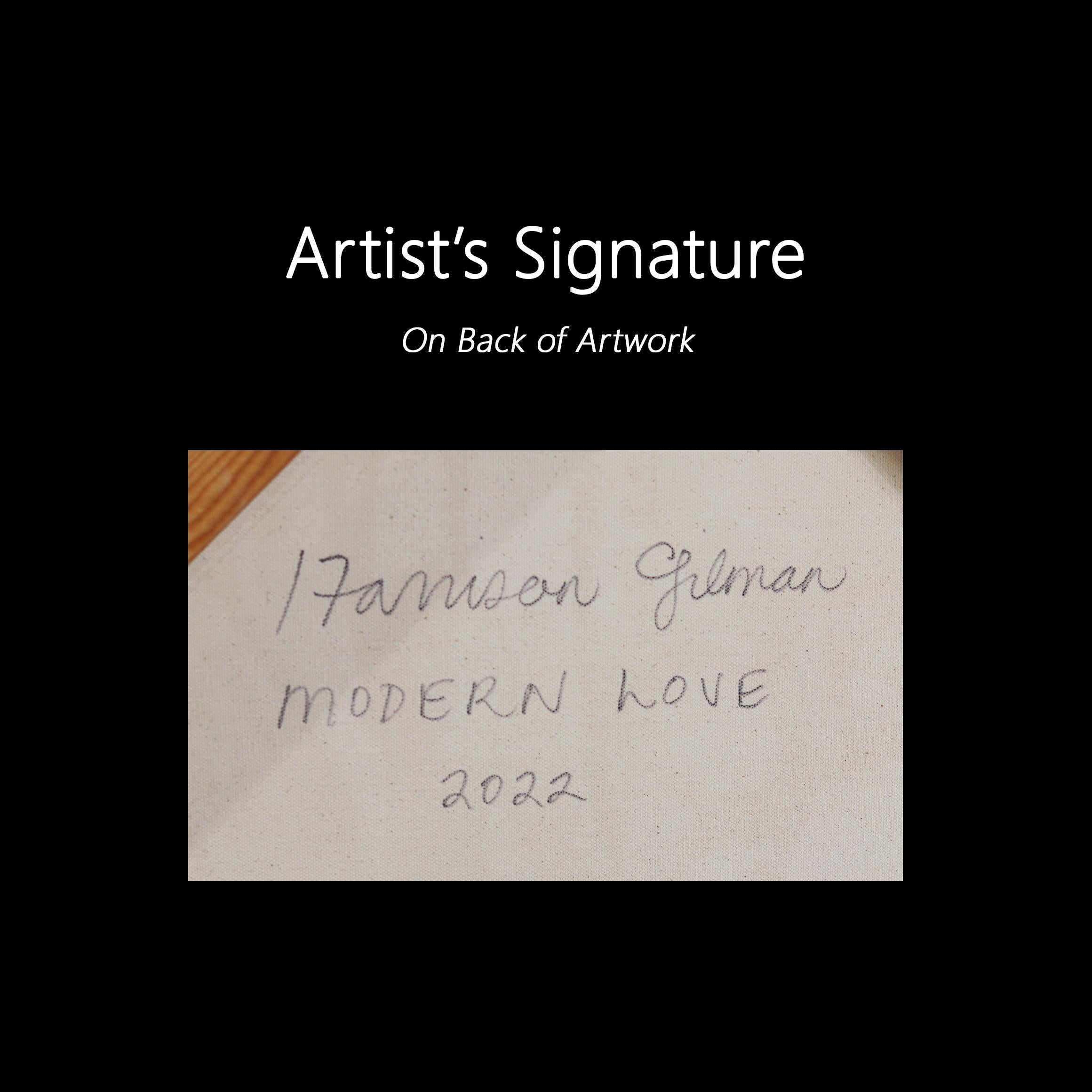 Love Modern Love - Grande peinture géométrique abstraite rouge chaud en vente 4