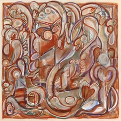Modern Love - Large Warm Red Abstract Geometric Painting