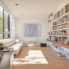 Our Prayer - Large Contemporary Cubist Monochrome Painting, Affordable Art