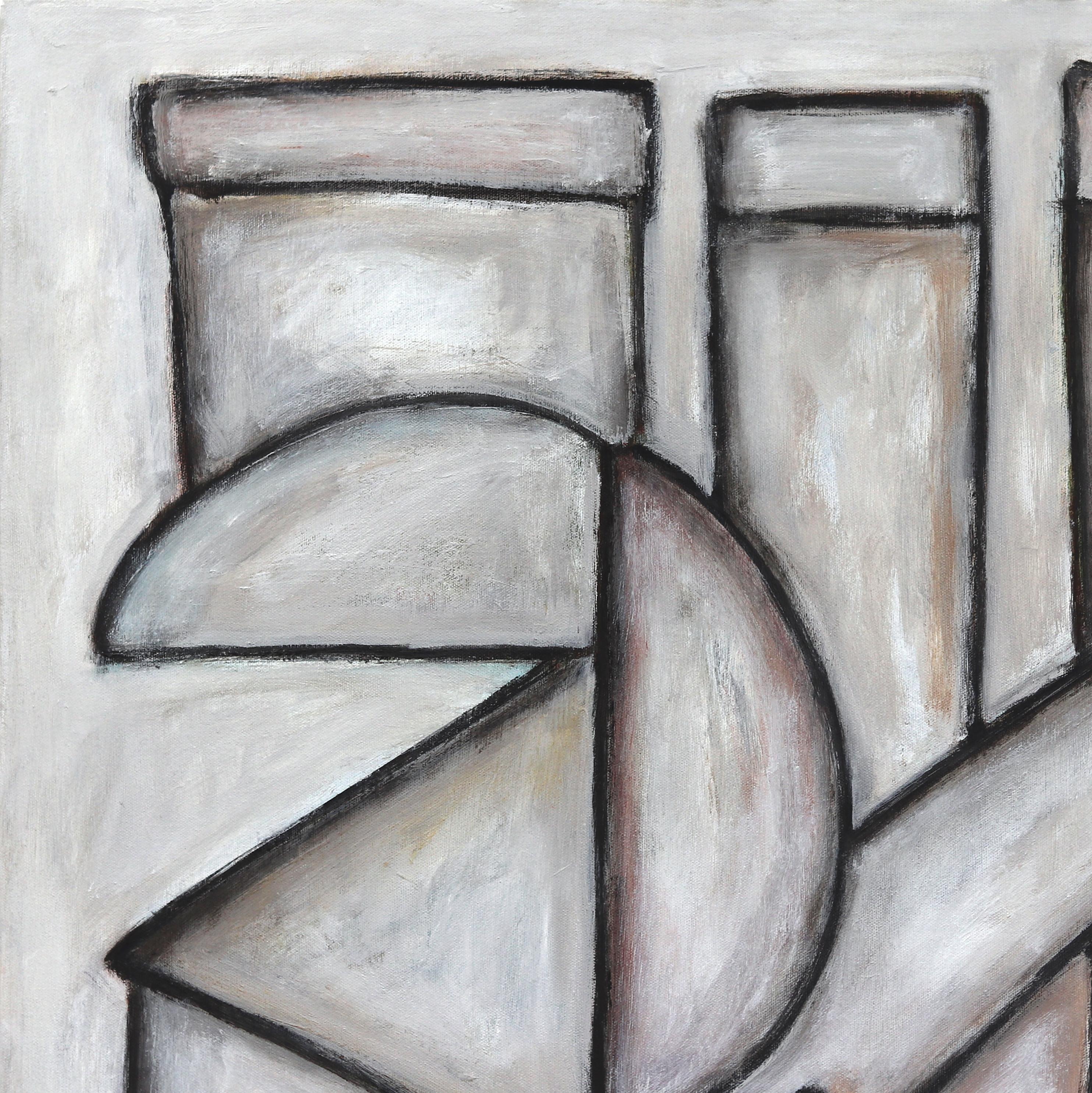 Nuestra Oración - Gran Pintura Cubista Monocroma Contemporánea en venta 2