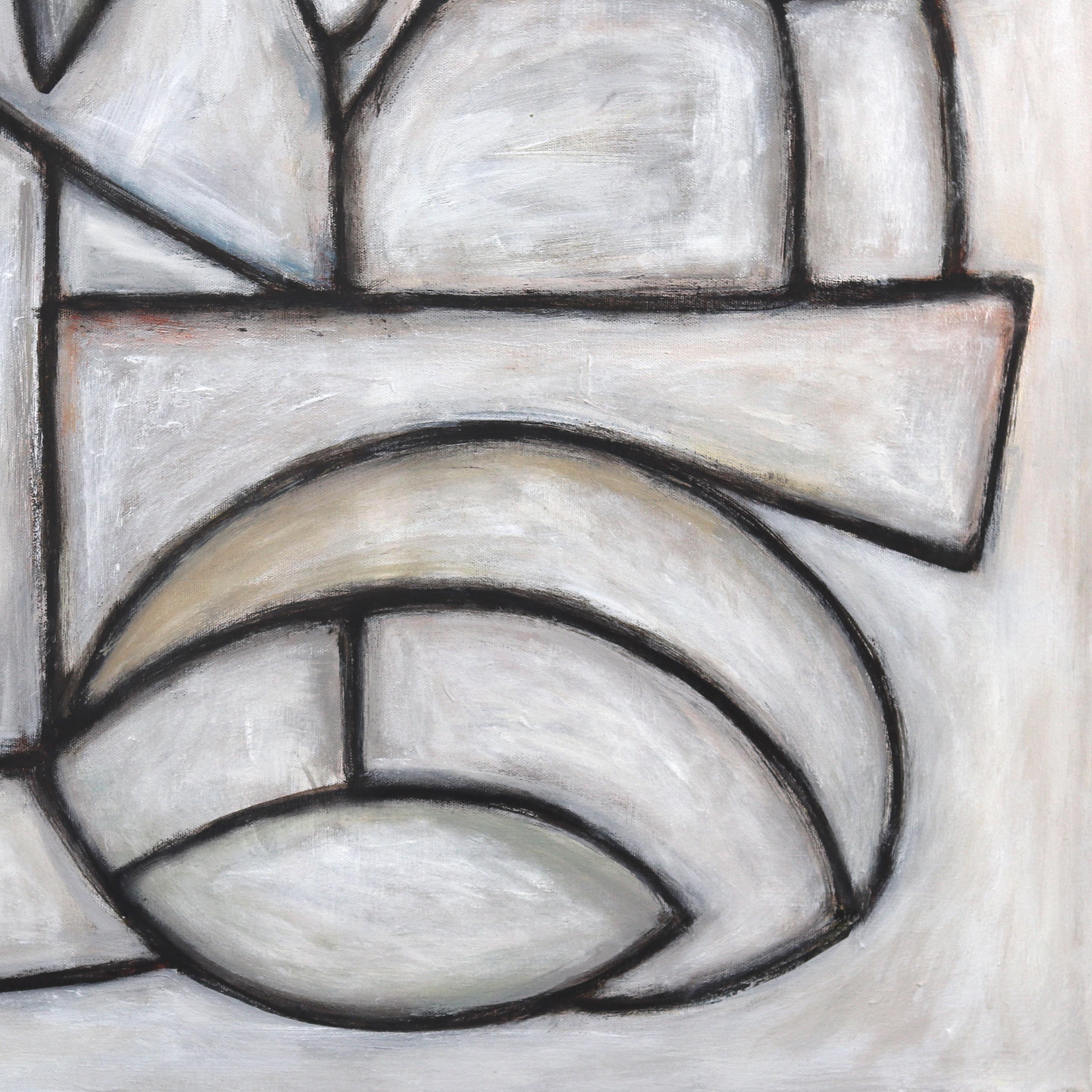 Nuestra Oración - Gran Pintura Cubista Monocroma Contemporánea en venta 3