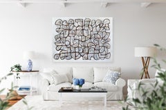 Rearranging Form - Large Contemporary Silver Tone Abstract Acrylic Painting