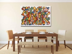 Running Wild - Grande peinture abstraite contemporaine aux formes organiques et aux couleurs vives