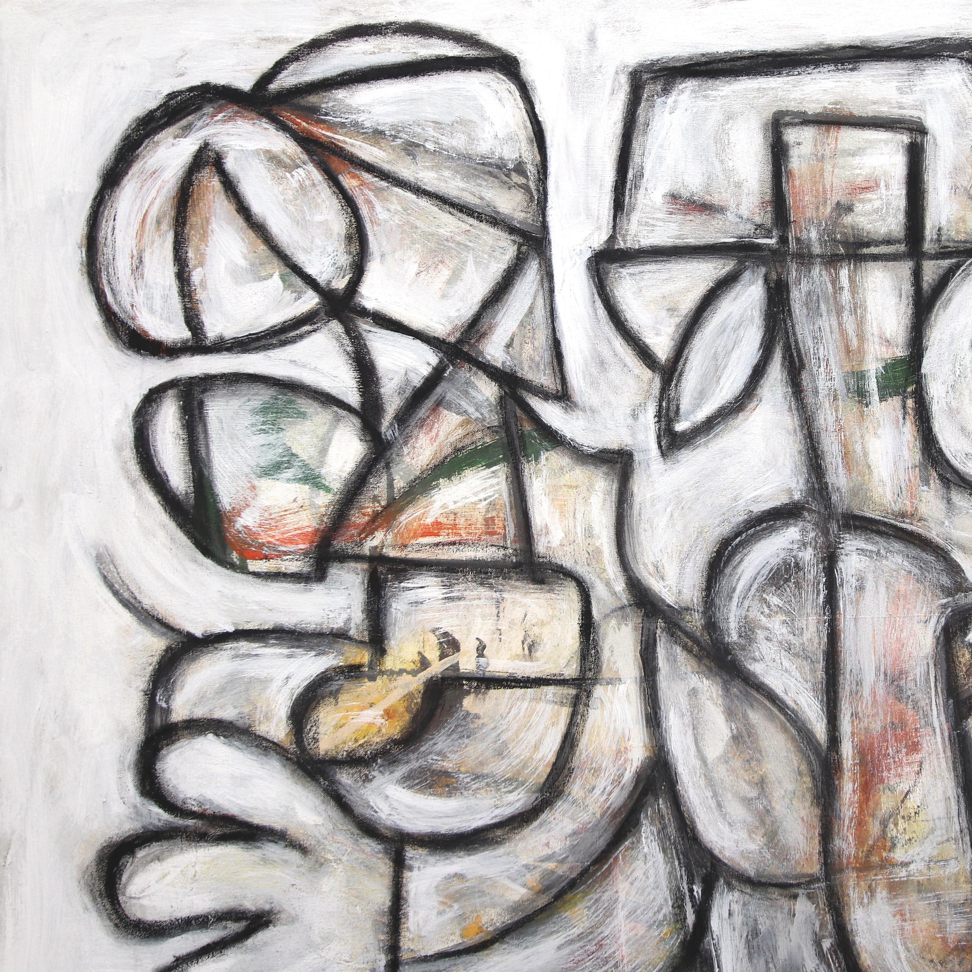 Rette den Retter - Großes zeitgenössisches abstraktes geometrisches monochromes Gemälde (Abstrakt), Painting, von Harrison Gilman
