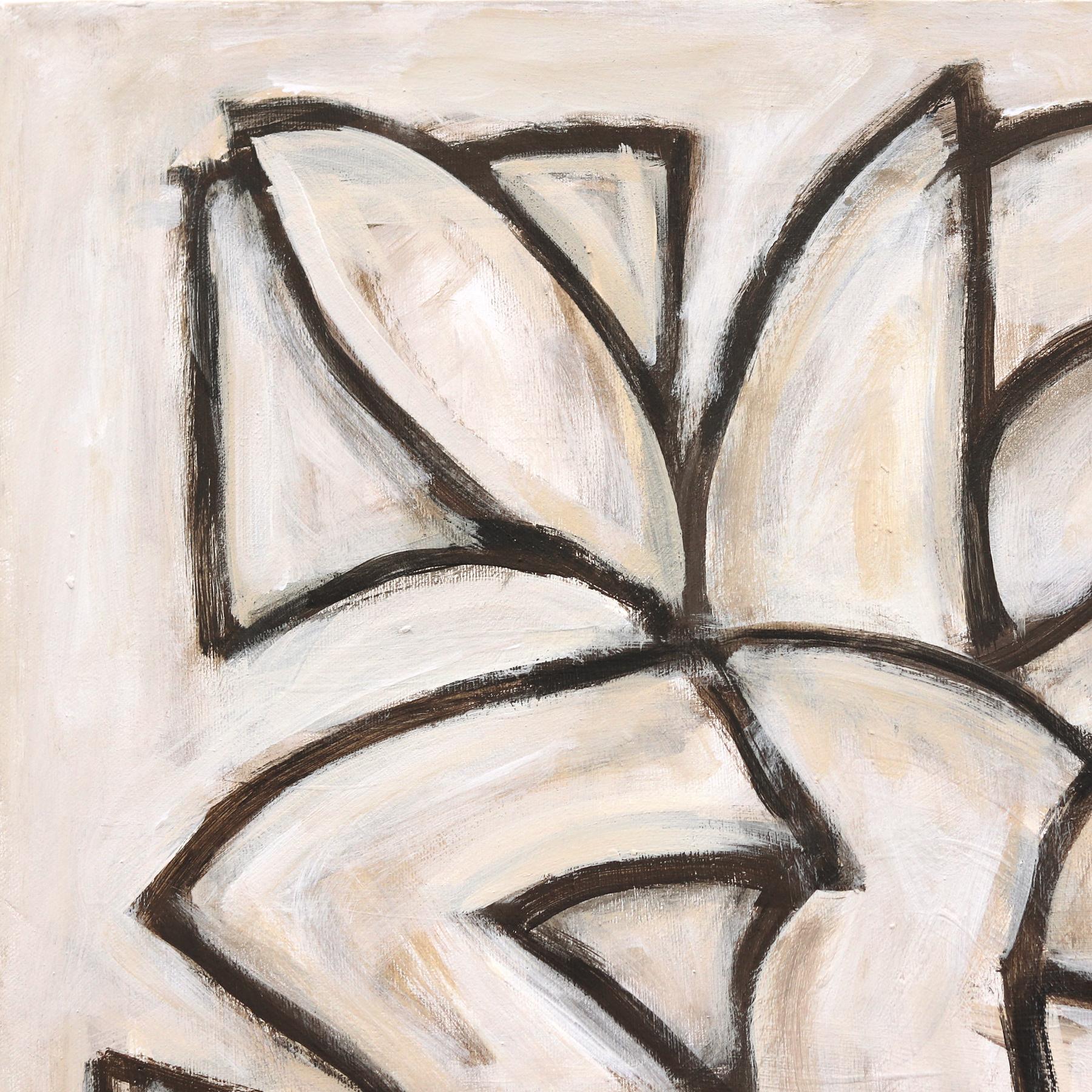 The Tug of War - Grande peinture abstraite contemporaine monochrome d'inspiration cubiste - Abstrait Painting par Harrison Gilman
