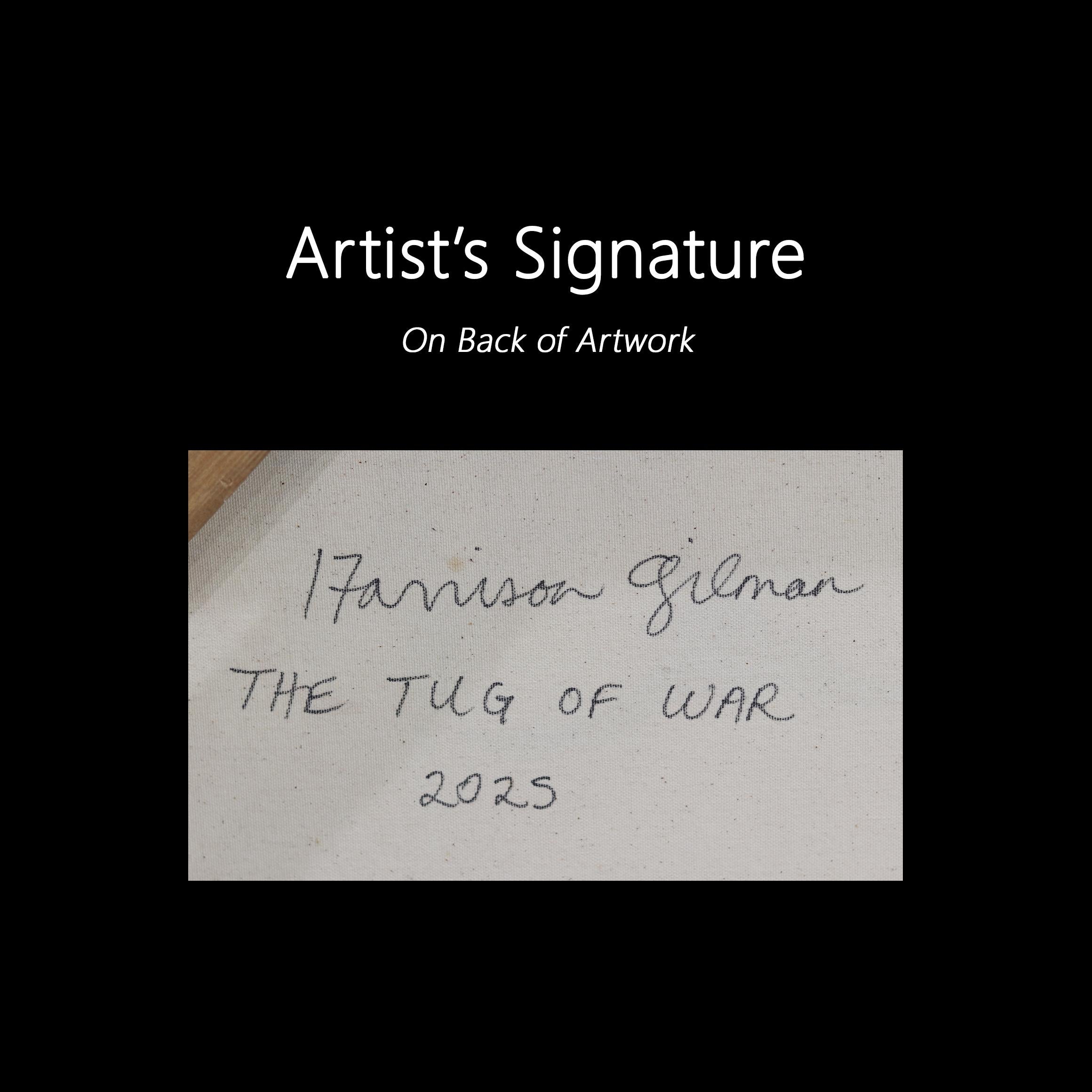 The Tug of War - Grande peinture abstraite contemporaine monochrome d'inspiration cubiste en vente 4