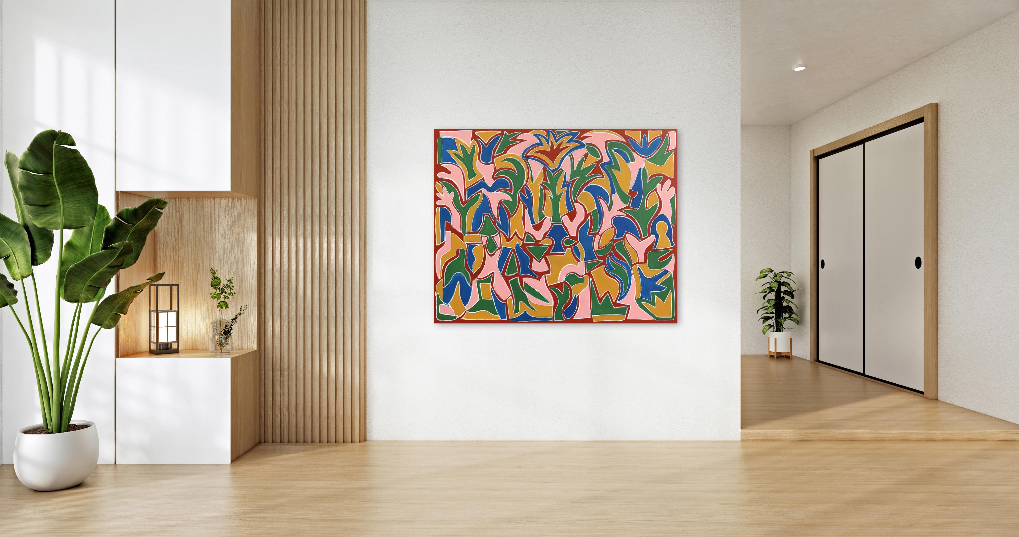 The Wellspring II - Large Contemporary Abstract Colorful Geometric Painting (Braun), Abstract Painting, von Harrison Gilman