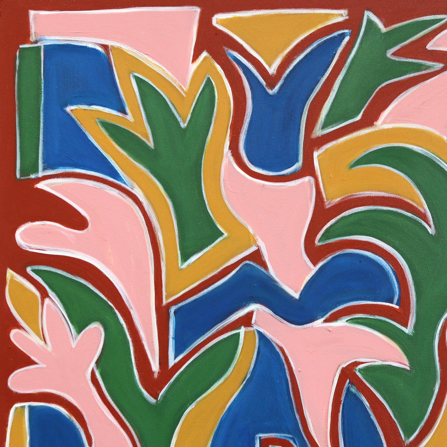 Harrison Gilman's large original artworks begin with a layer of fast-paced gestural abstraction followed by organic shapes and geometric structures. Some of his paintings remain in the purely dreamlike abstract stage, while others develop into