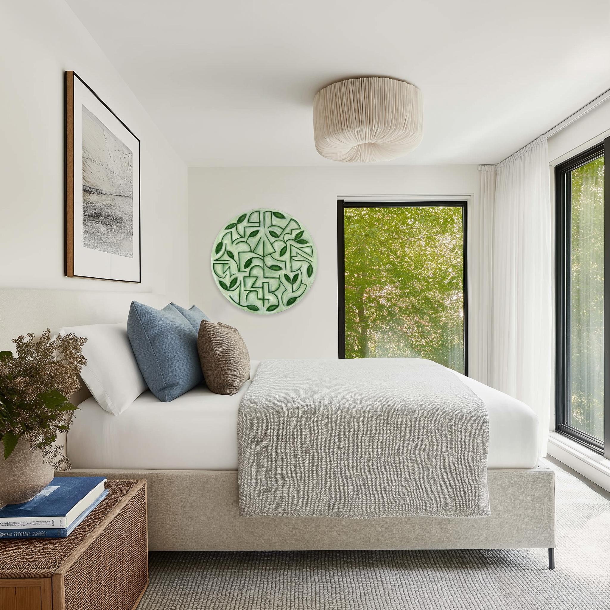 Harrison Gilman's large original artworks begin with a layer of fast-paced gestural abstraction followed by organic shapes and geometric structures. Some of his paintings remain in the purely dreamlike abstract stage, while others develop into