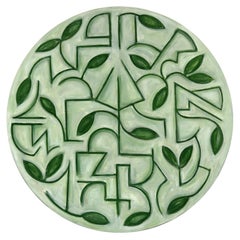Tondo Arboretum - Circular Contemporary Abstract Sage Green Botanical Painting