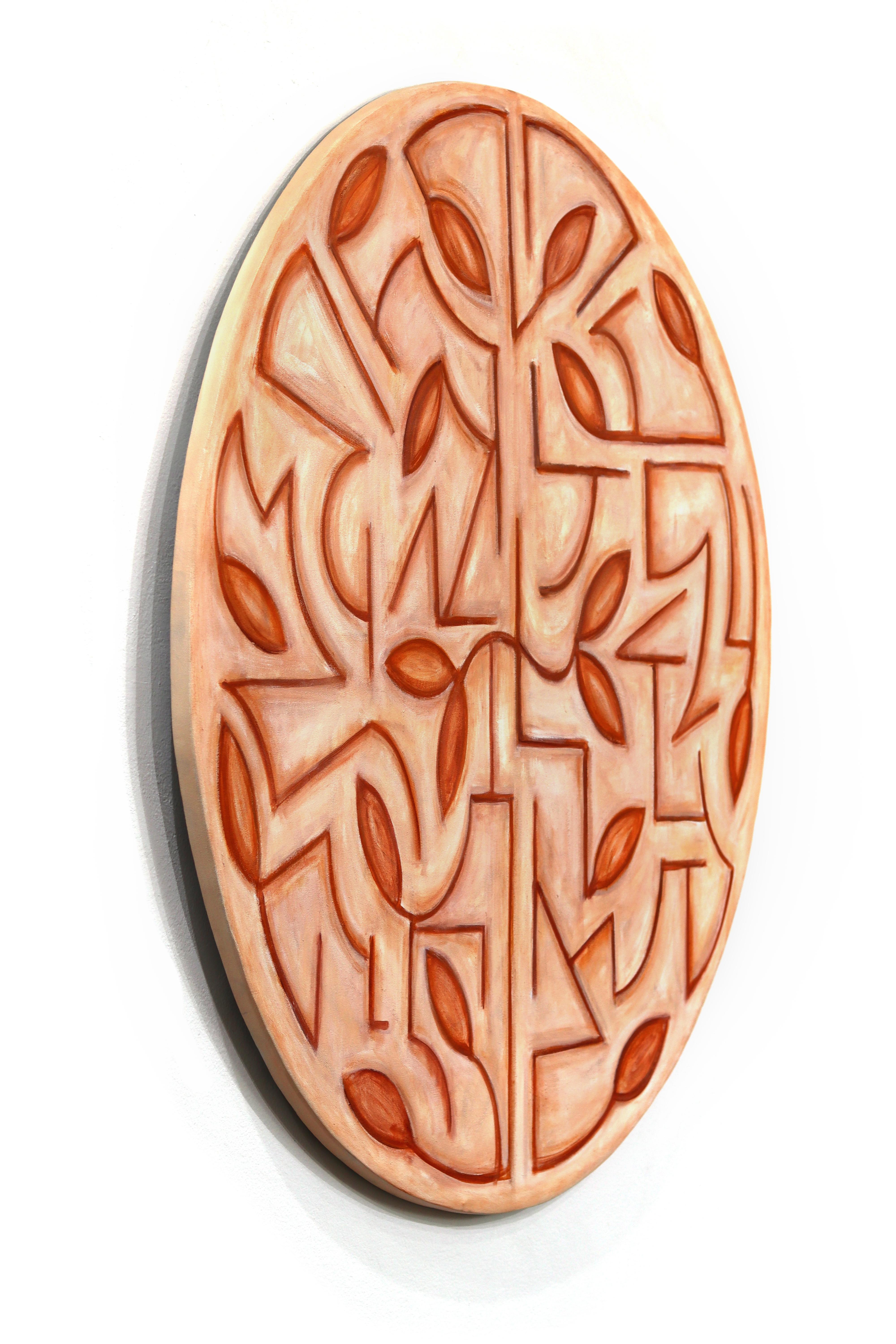 Tondo Arboretum II - Circular Contemporary Abstract Warm Tone Botanical Painting im Angebot 1