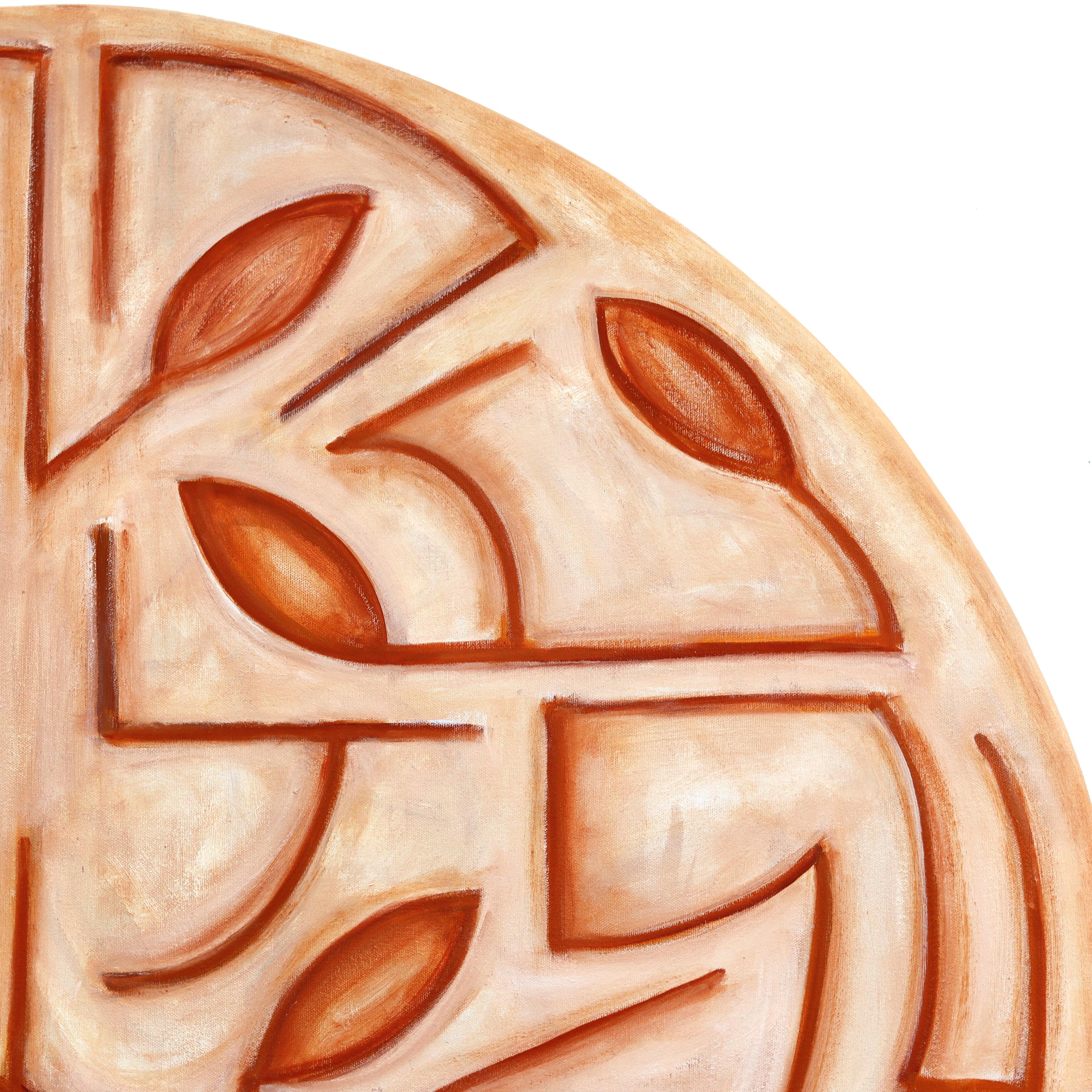 Tondo Arboretum II - Circular Contemporary Abstract Warm Tone Botanical Painting im Angebot 2