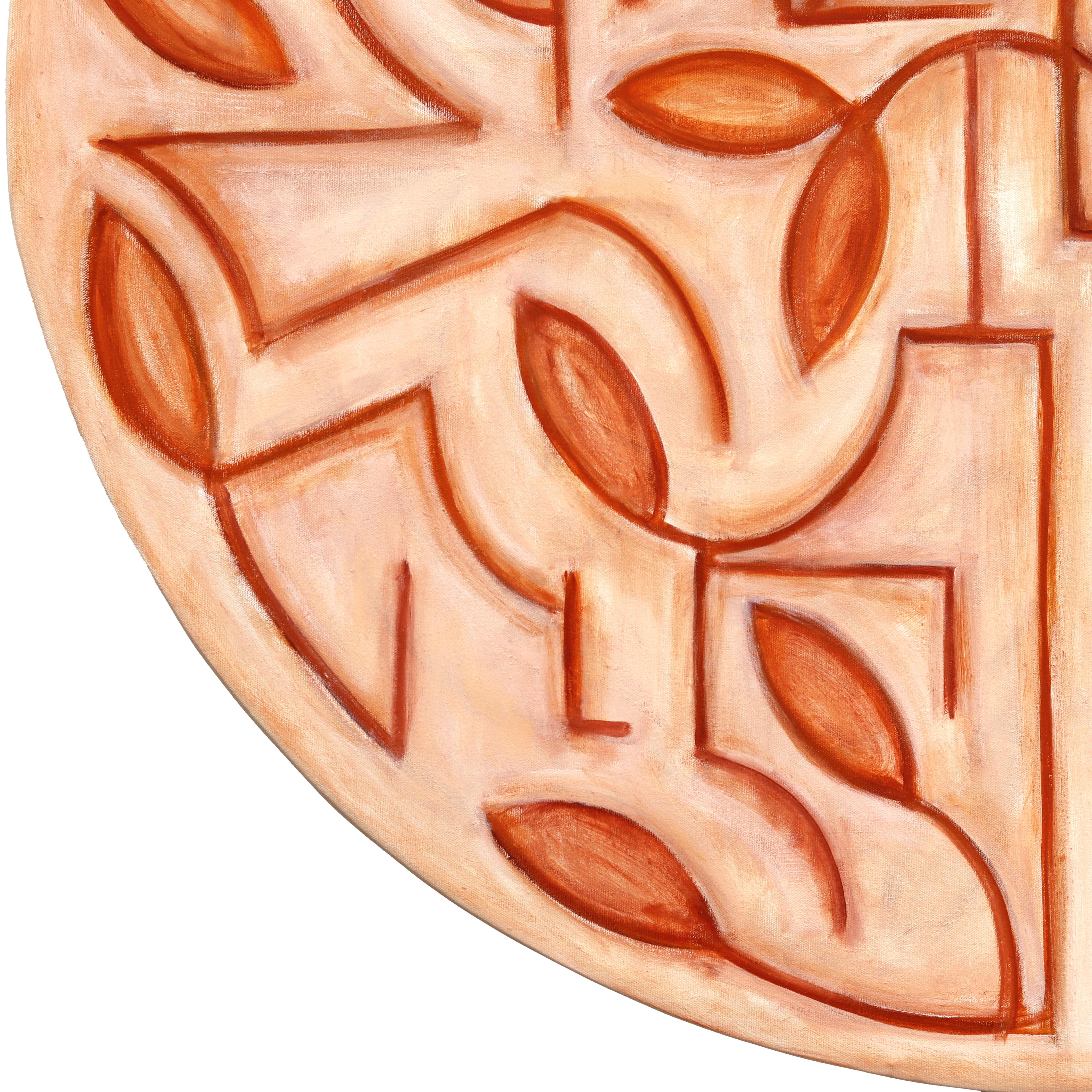 Tondo Arboretum II - Circular Contemporary Abstract Warm Tone Botanical Painting im Angebot 4