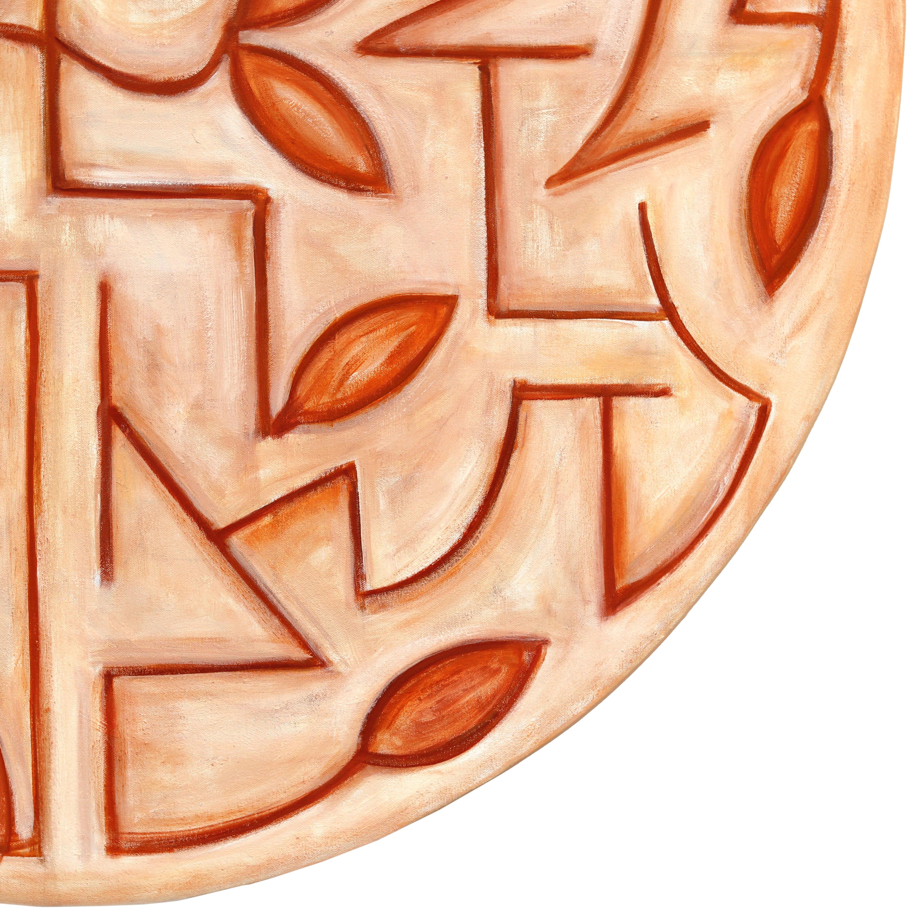 Tondo Arboretum II - Circular Contemporary Abstract Warm Tone Botanical Painting im Angebot 5