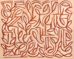 Warm Arboretum - Abstract Botanical Contemporary Expressive Peach-Tone Painting