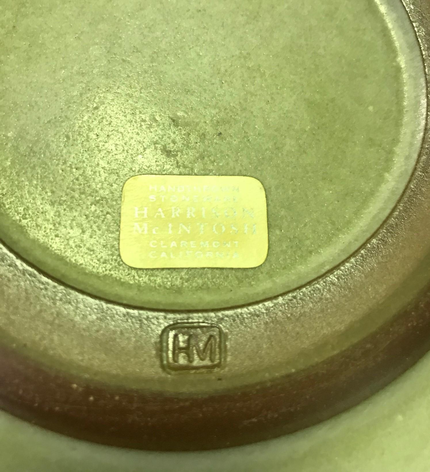 Stoneware Harrison Mcintosh Signed Midcentury Ceramic Bowl with Original Studio Label