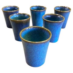 Harrison Mcintosh Signed Mid-Century Modern Set of 6 Pottery Sake Liqueur Cups