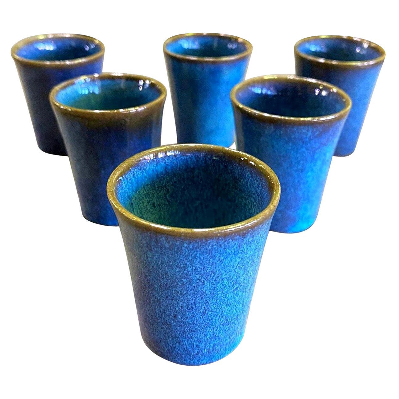 Harrison Mcintosh Signed Mid-Century Modern Set of 6 Pottery Sake Liqueur Cups