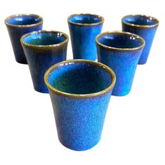 Harrison Mcintosh Signed Mid-Century Modern Set of 6 Pottery Sake Liqueur Cups