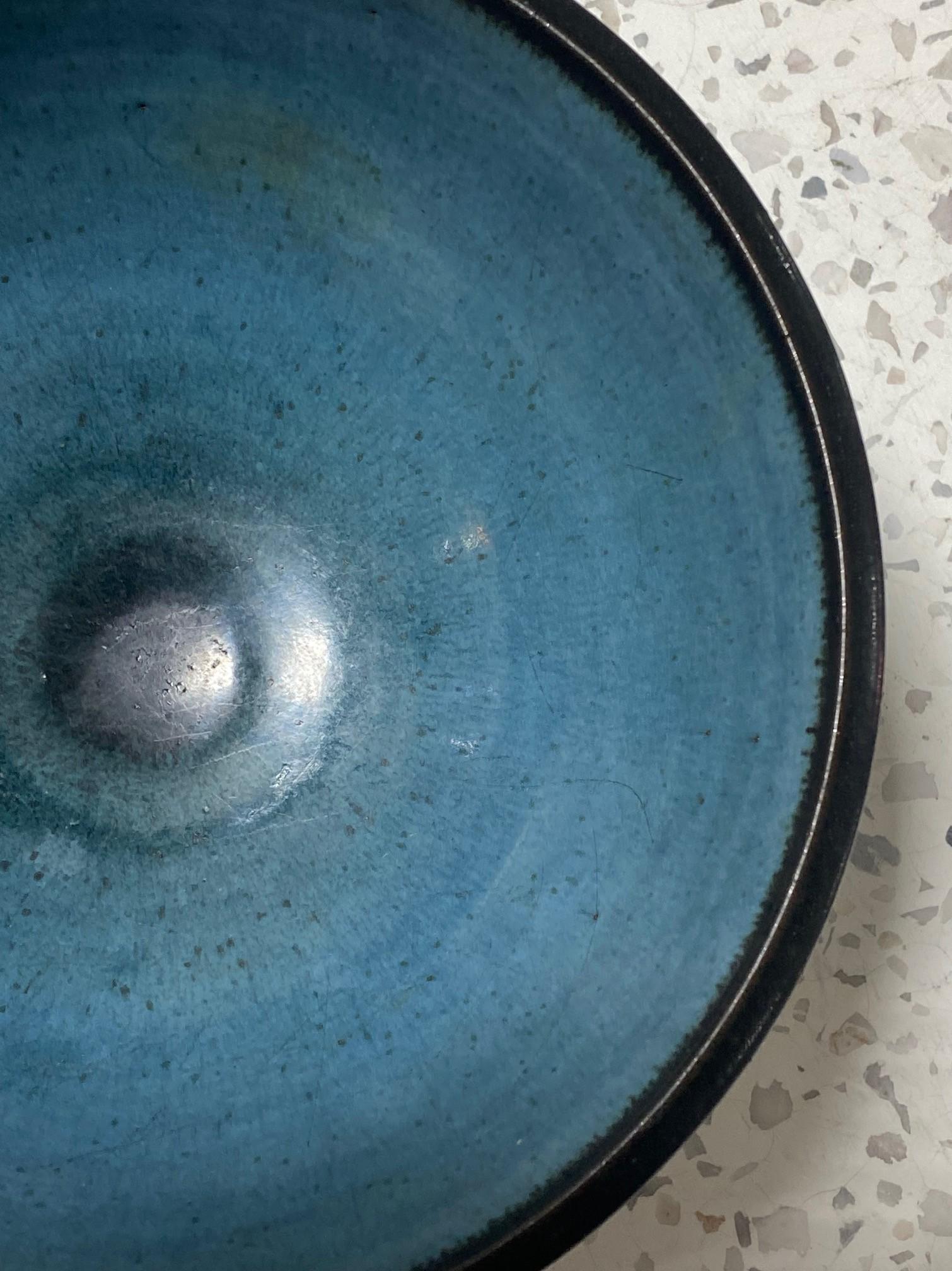 Harrison Mcintosh Signed Midcentury Pottery Pedestal Bowl Original Studio Label 3