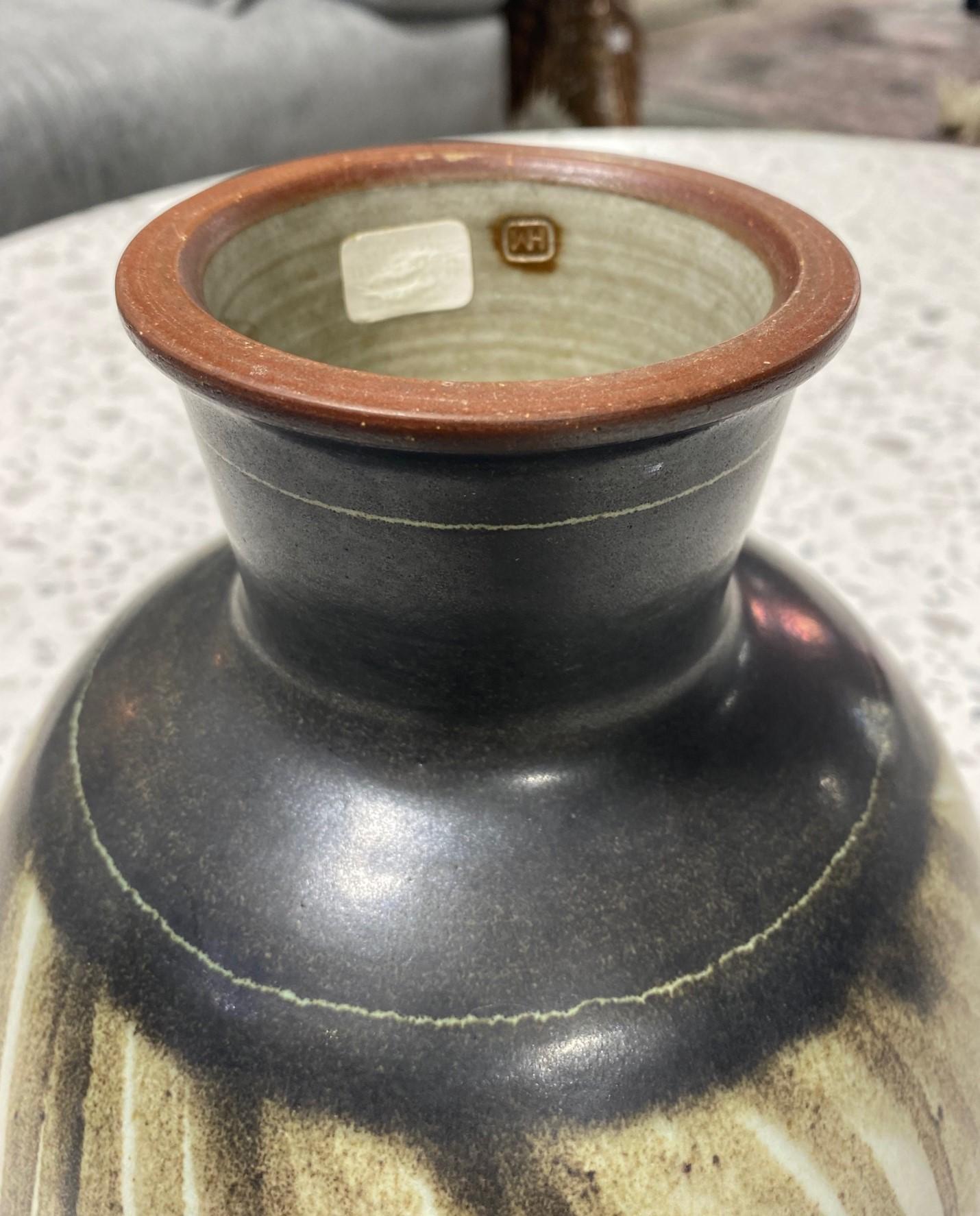 Harrison Mcintosh Signed Midcentury Pottery Pedestal Bowl Original Studio Label 6