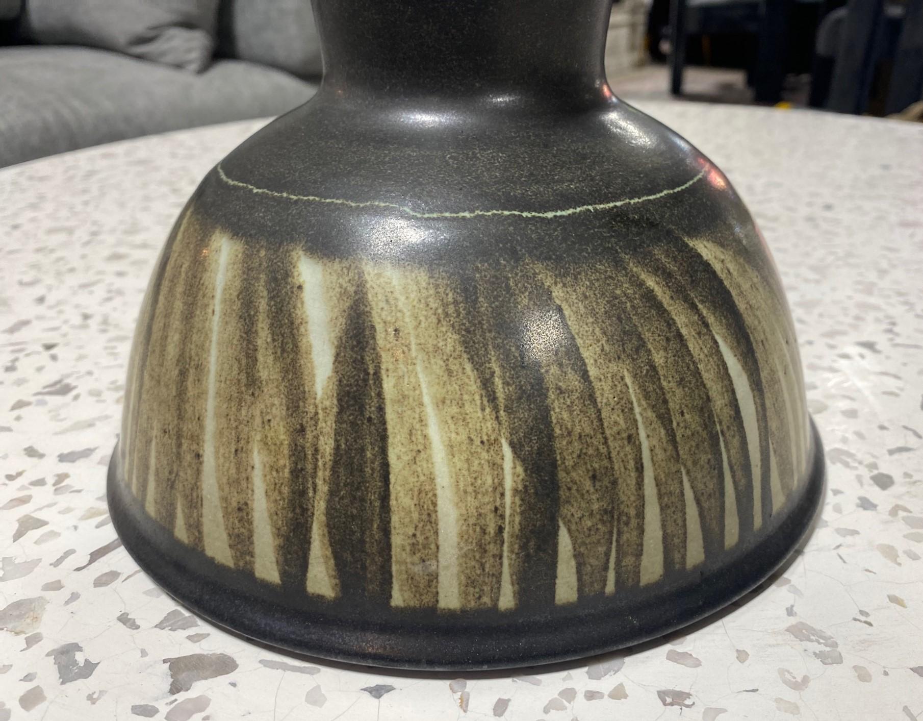 Harrison Mcintosh Signed Midcentury Pottery Pedestal Bowl Original Studio Label 7