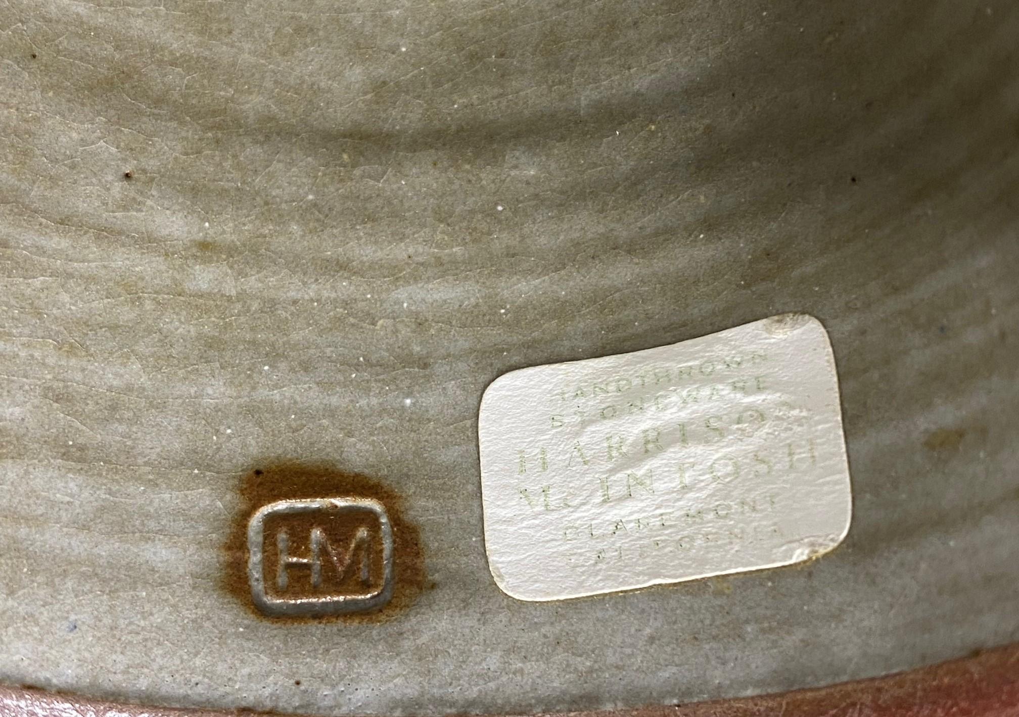 Harrison Mcintosh Signed Midcentury Pottery Pedestal Bowl Original Studio Label 9