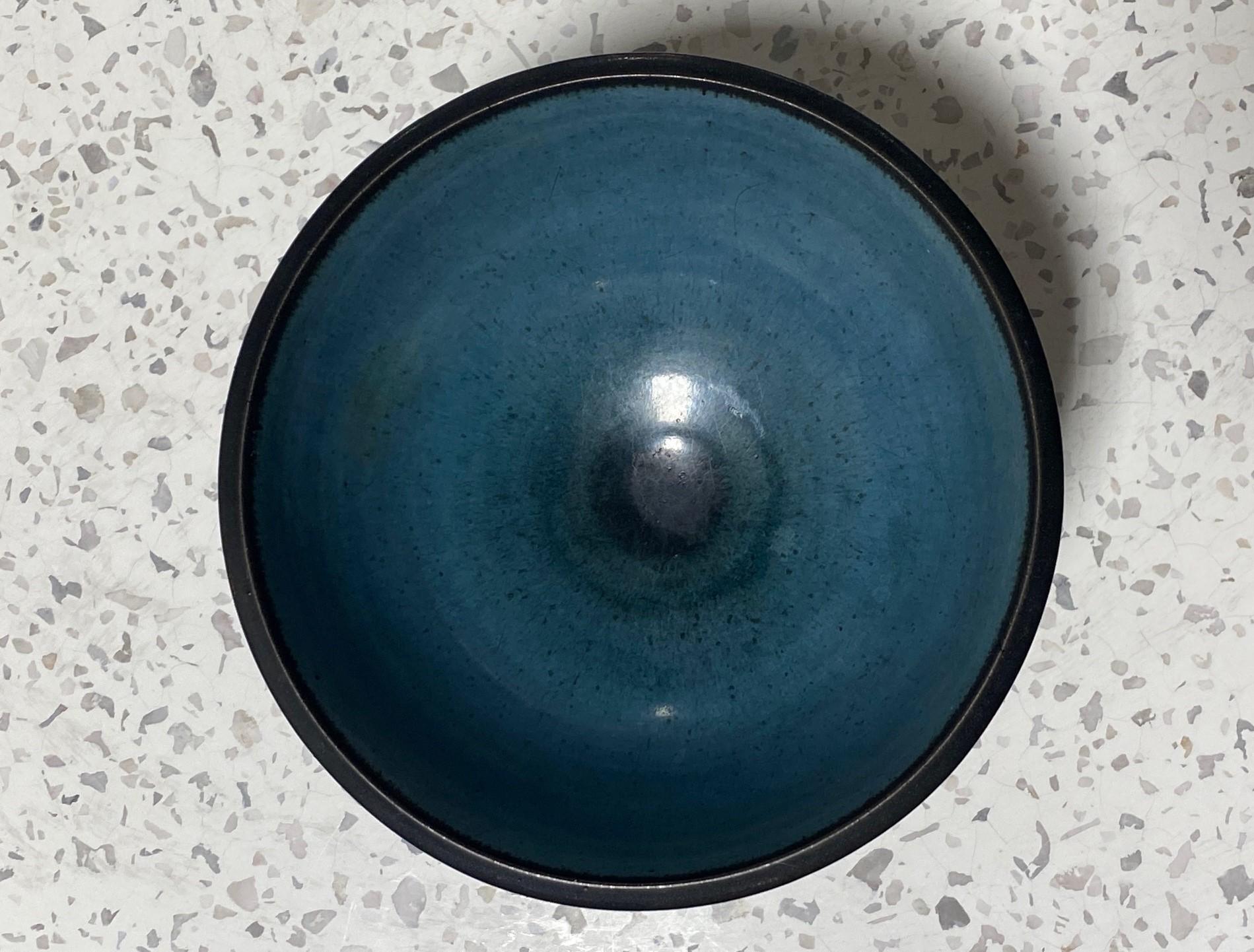Harrison Mcintosh Signed Midcentury Pottery Pedestal Bowl Original Studio Label 1