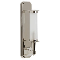 Harrison Single Arm Sconce with Frosted Tube in Polished Nickel