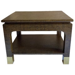 Harrison Van Horn Brown Grasscloth Side Table