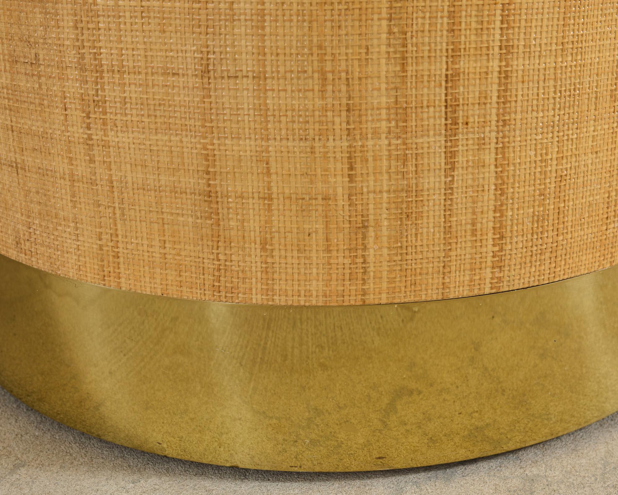 Harrison Van Horn Esstisch mit Raffia-Sockel und Grascloth-Sockel im Angebot 7