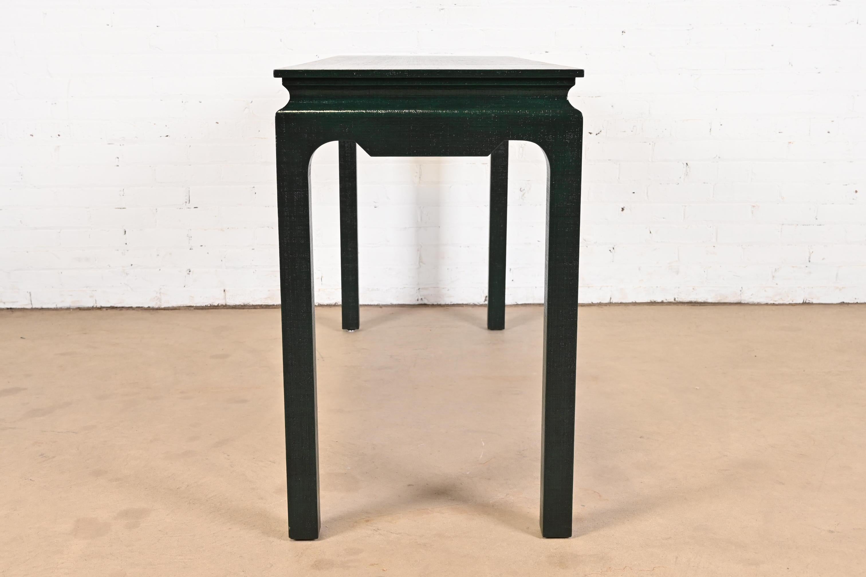 Harrison Van Horn Hollywood Regency Green Lacquered Raffia Grasscloth Console For Sale 6