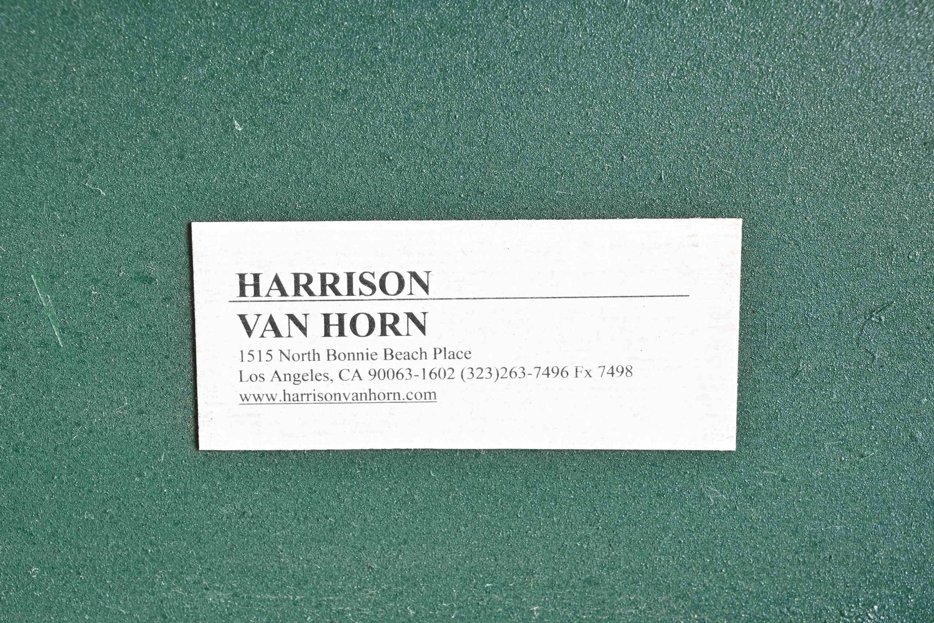 Harrison Van Horn Hollywood Regency Konsole aus grün lackiertem Raffia-Grasfasergewebe im Angebot 7