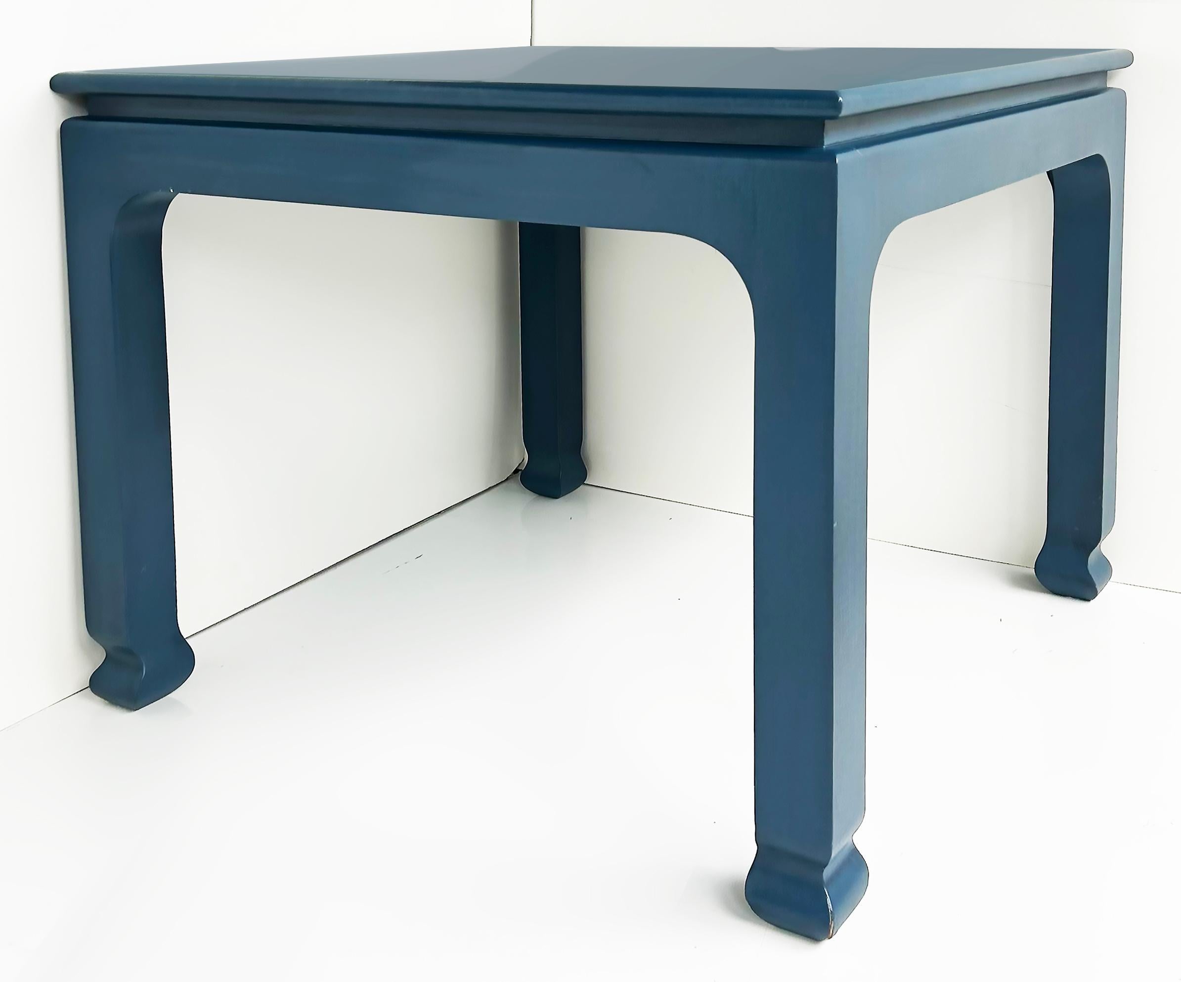 Harrison Van Horn Lacquered Grass Cloth Covered Card Table, Los Angeles 

Offered for sale is a Harrison Van Horn Los Angeles blue lacquered square game/card or small dining table.  This table has an Asian modern feel and dates to the late 1970s or