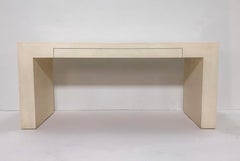 Harrison Van Horn Lacquered Linen Console Desk, circa 1980s