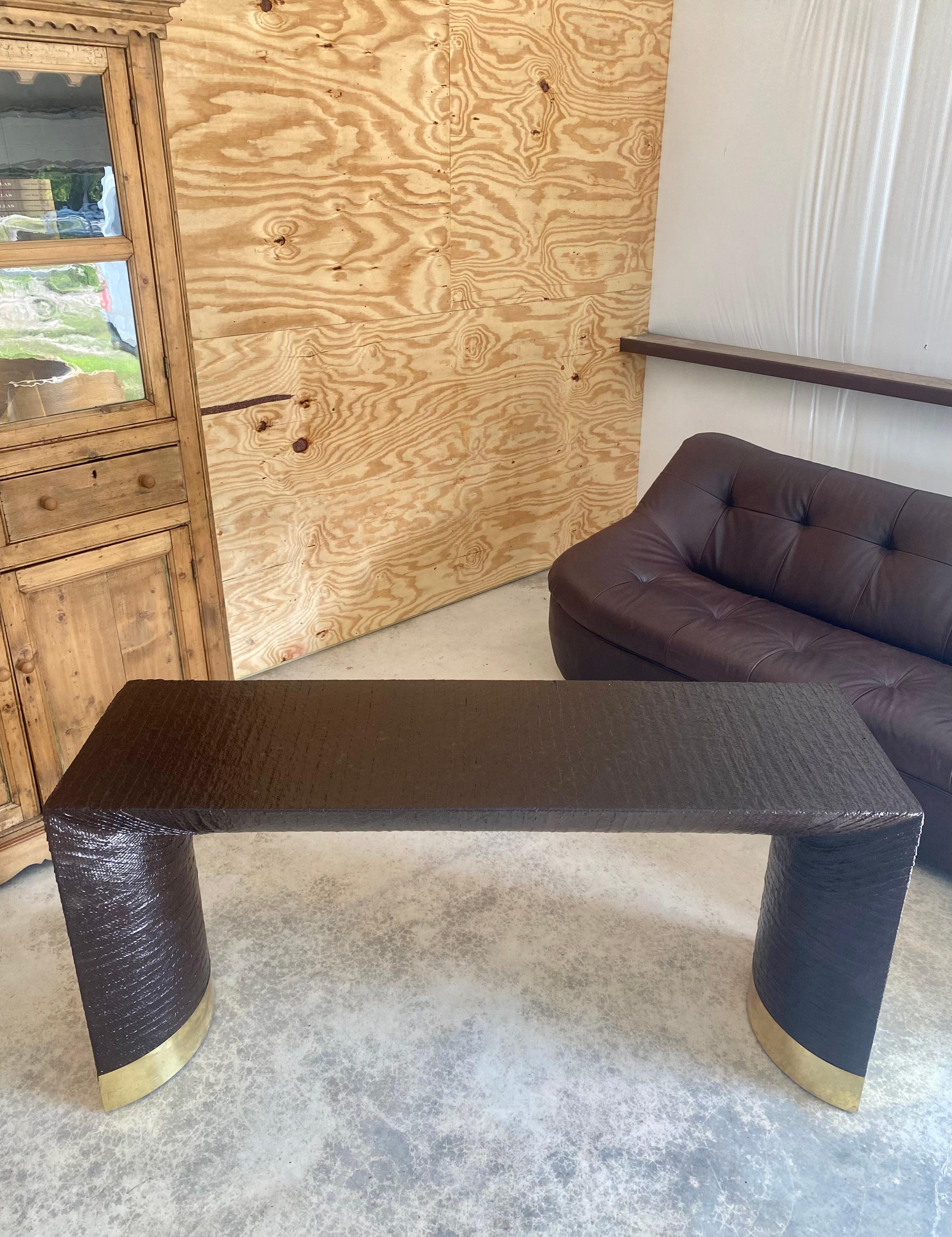 Mesa consola de rafia lacada Harrison Van Horn en venta 2