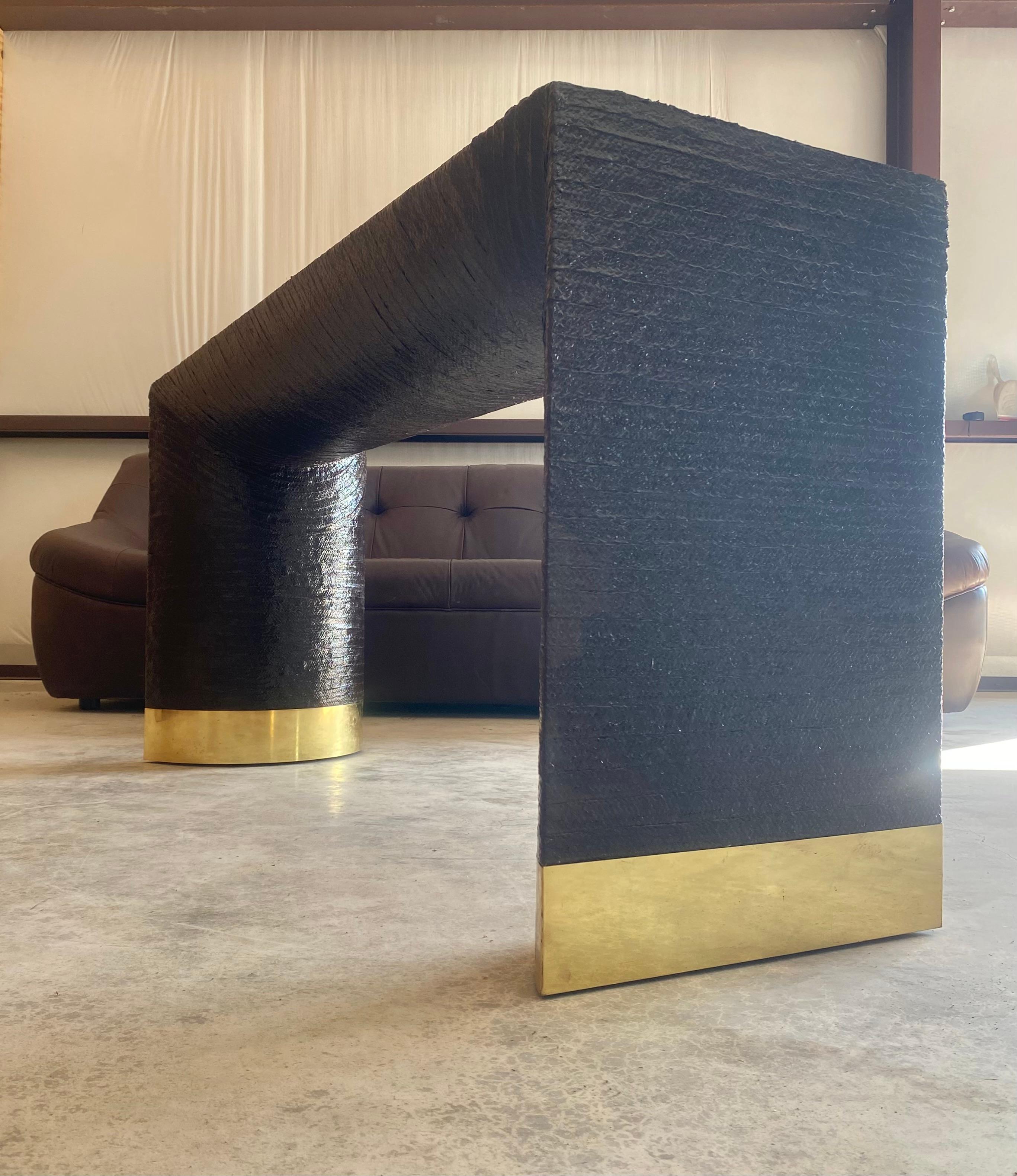 Mesa consola de rafia lacada Harrison Van Horn Lacado en venta