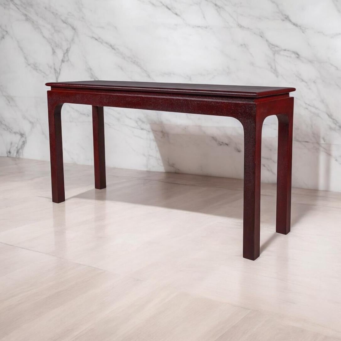 Harrison Van Horn Ming Style Lacquered Grasscloth Wrapped Console Table 5