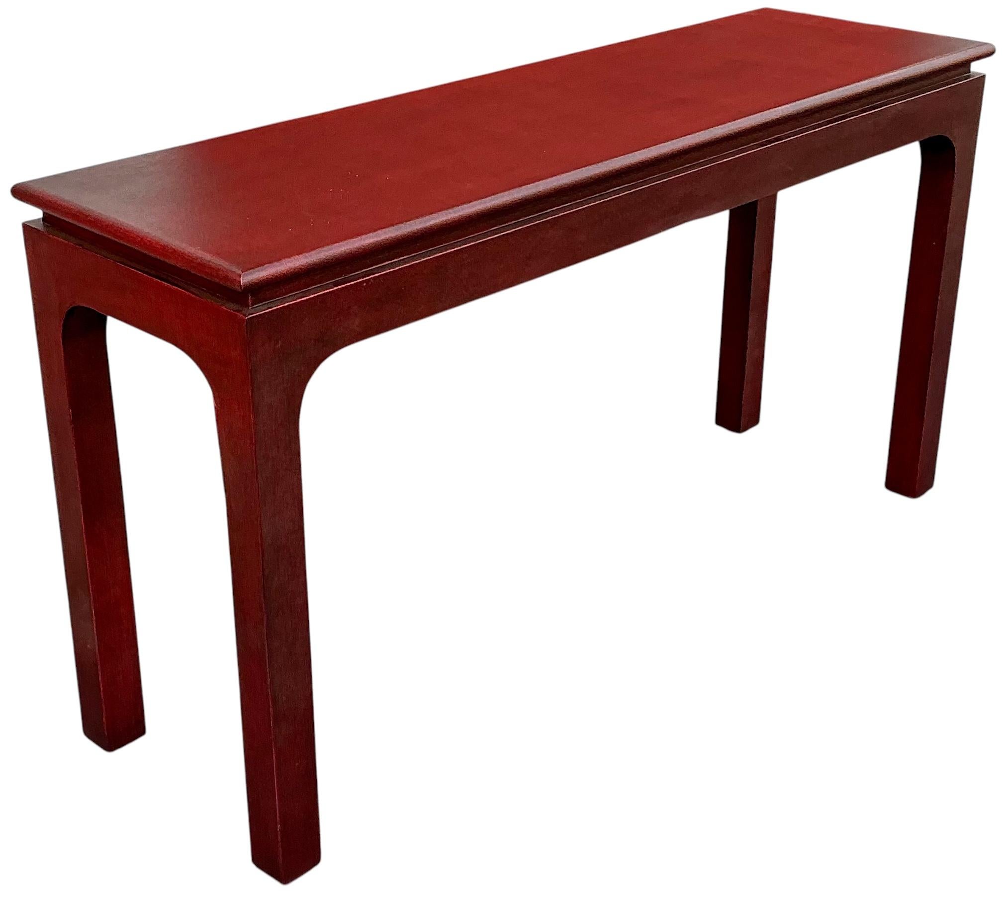 American Harrison Van Horn Ming Style Lacquered Grasscloth Wrapped Console Table